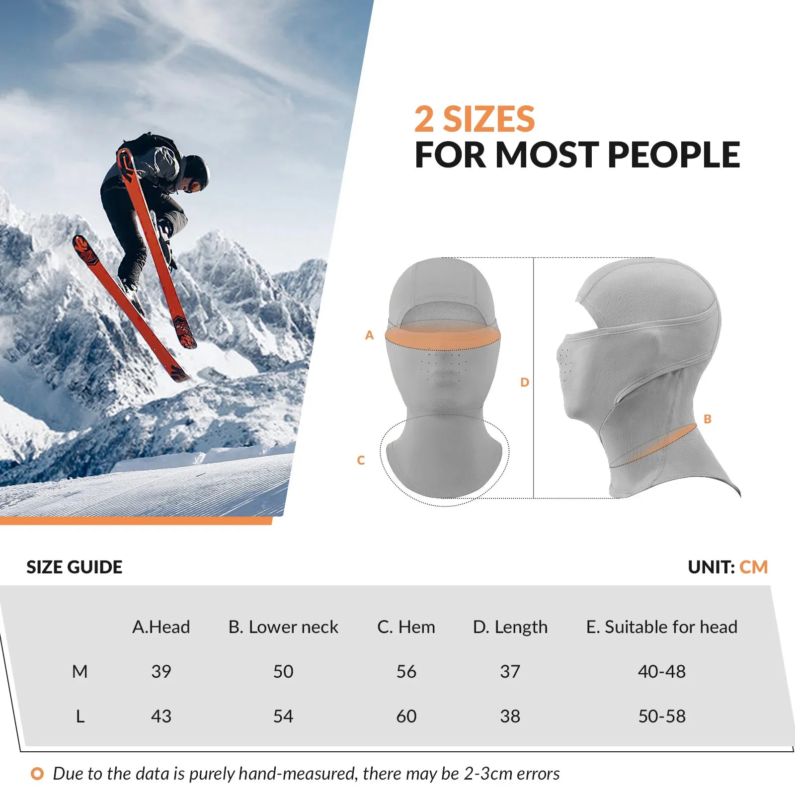 Qunature Global lycra ski headgear with thermal mask for cold-weather sports, showing the close-up of the head cover and mask in use
