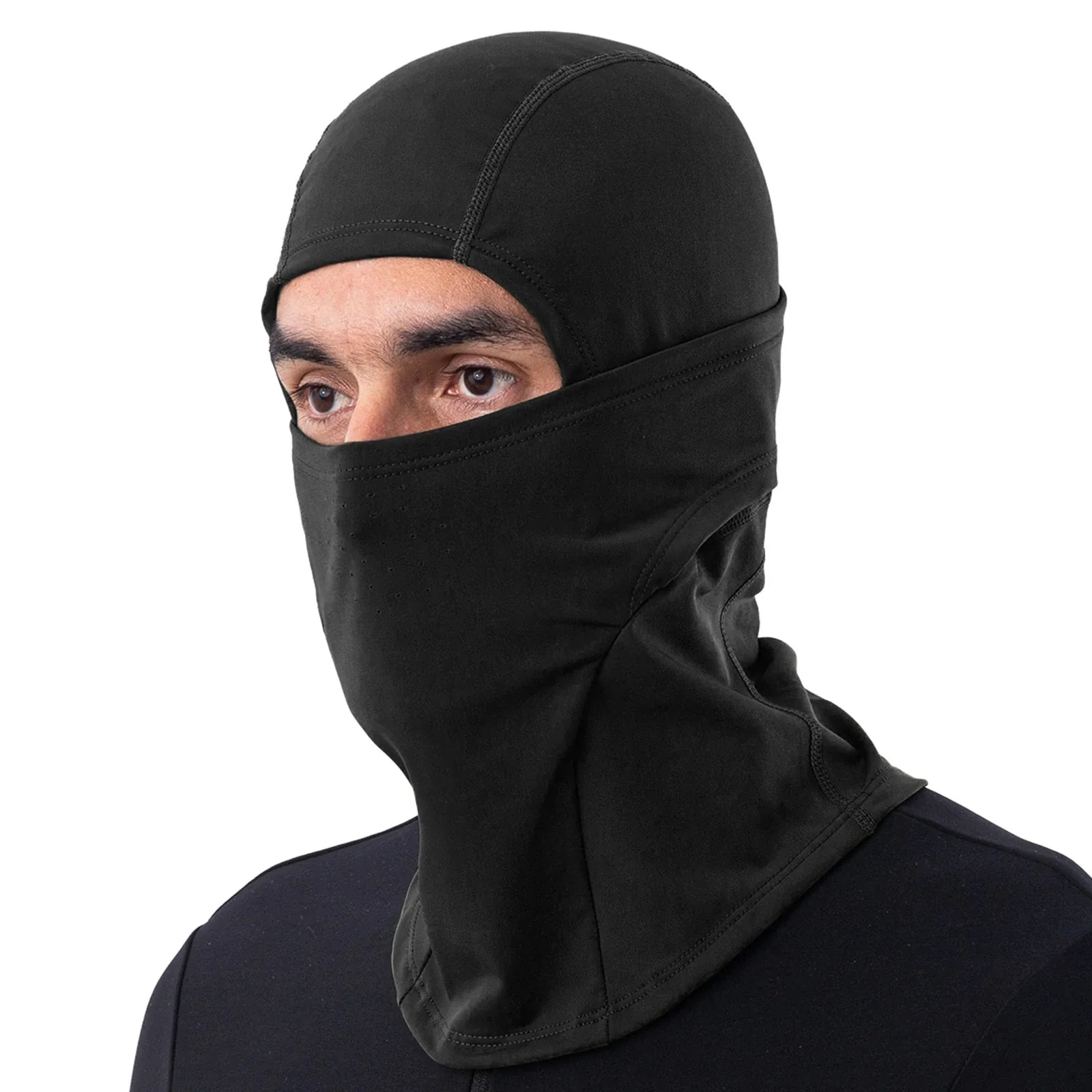 Qunature Global lycra ski headgear with thermal mask, designed for cold-weather sports, showing snug fit and breathable material.