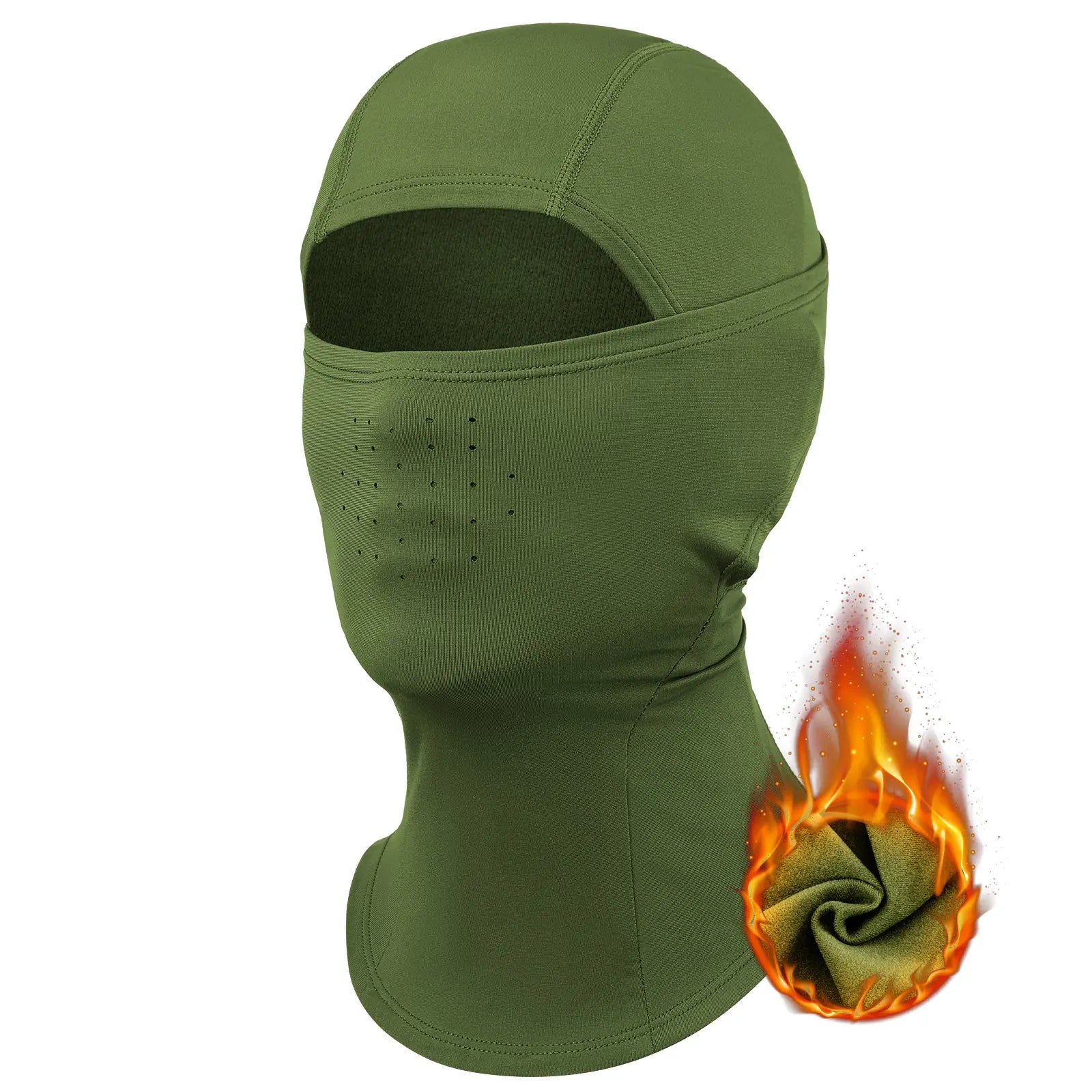 Qunature Global Lycra ski headgear with thermal mask, designed for cold-weather sports, showing the snug fit and thermal fabric.