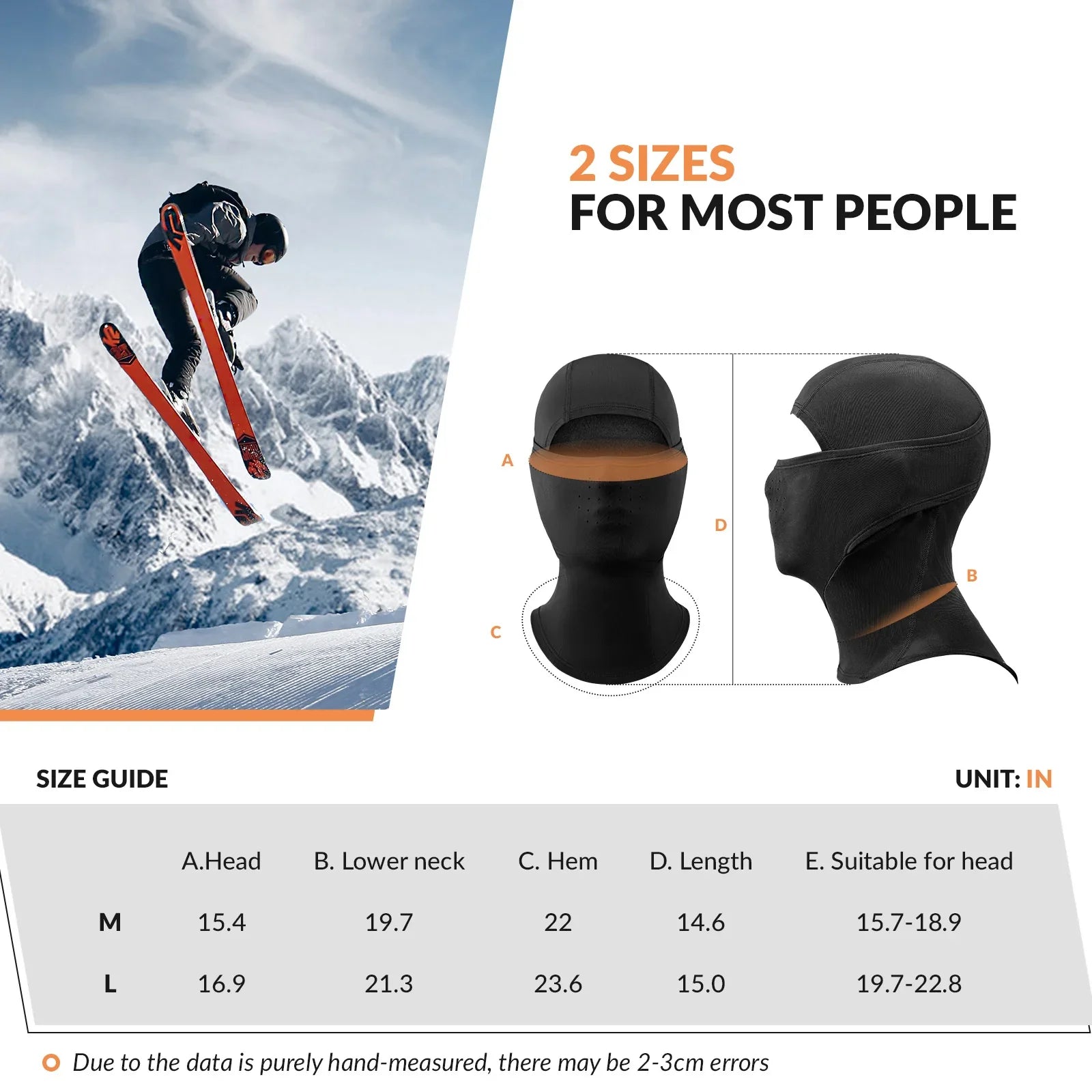 Qunature Global Lycra ski headgear with thermal mask, designed for cold-weather sports, showing the stretchy head cover and face mask.