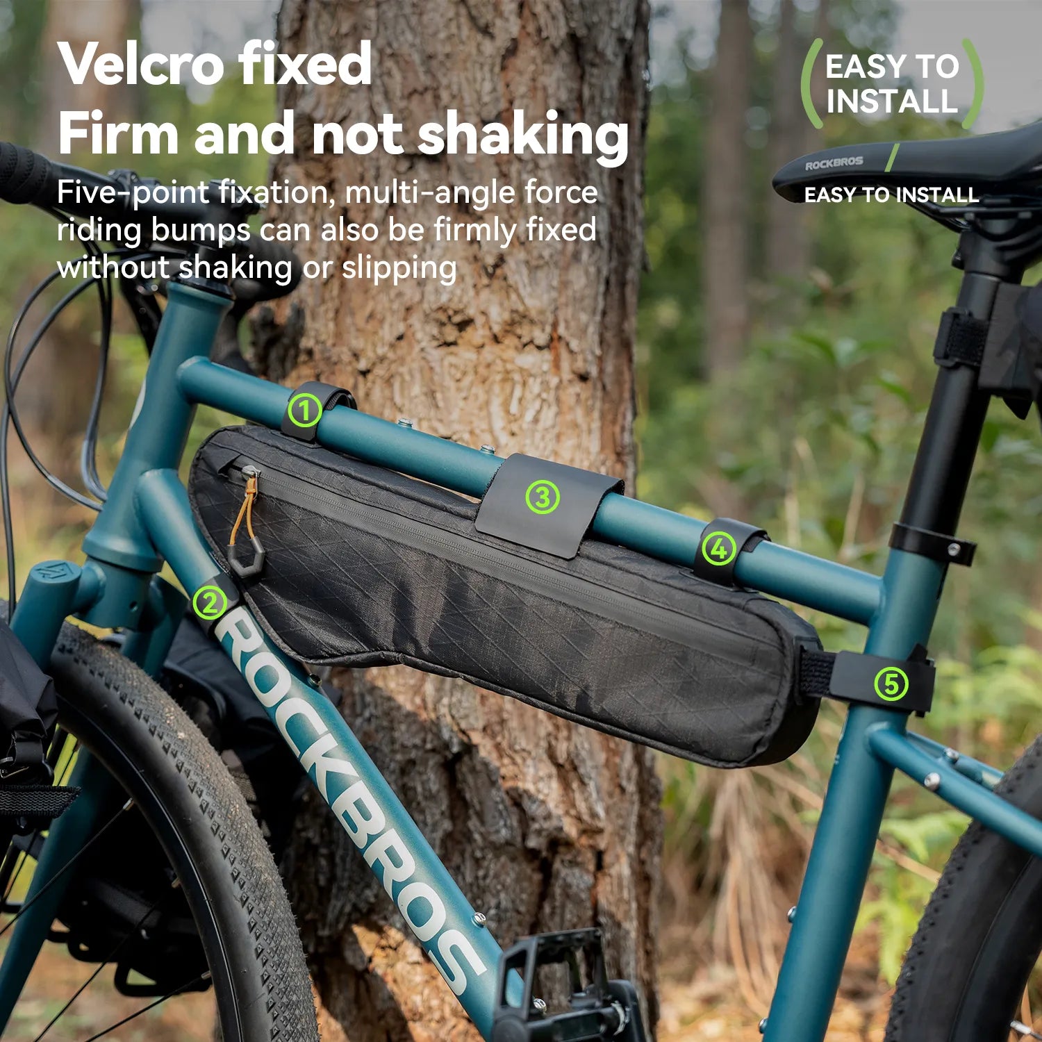 Qunature Global waterproof bike frame bag for bikepacking, down tube bag with 3.5L, 4.2L, or 5L capacity, water-repellent design