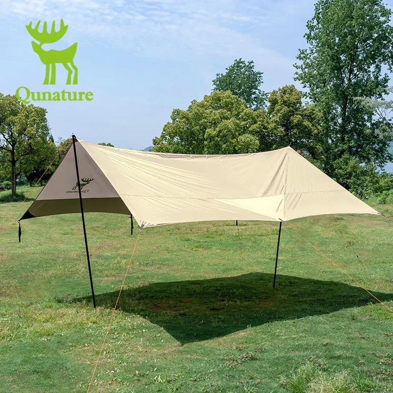 Qunature Global waterproof canopy sun shelter tent with UPF50+ for camping, providing shade and protection from sun and rain