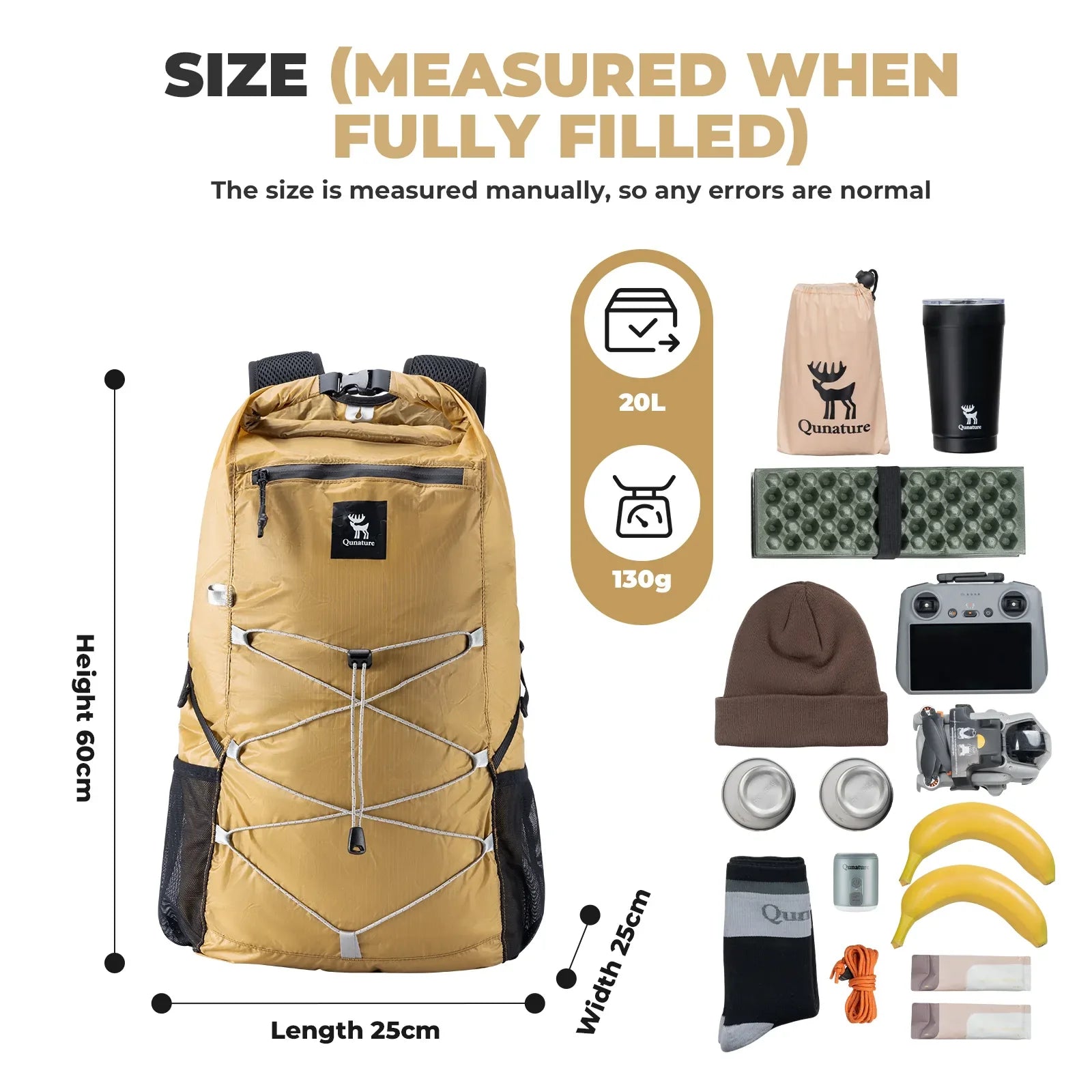 Waterproof Foldable Backpack With Multi-Purpose Use for Camping & Hiking 20L - We The Collective