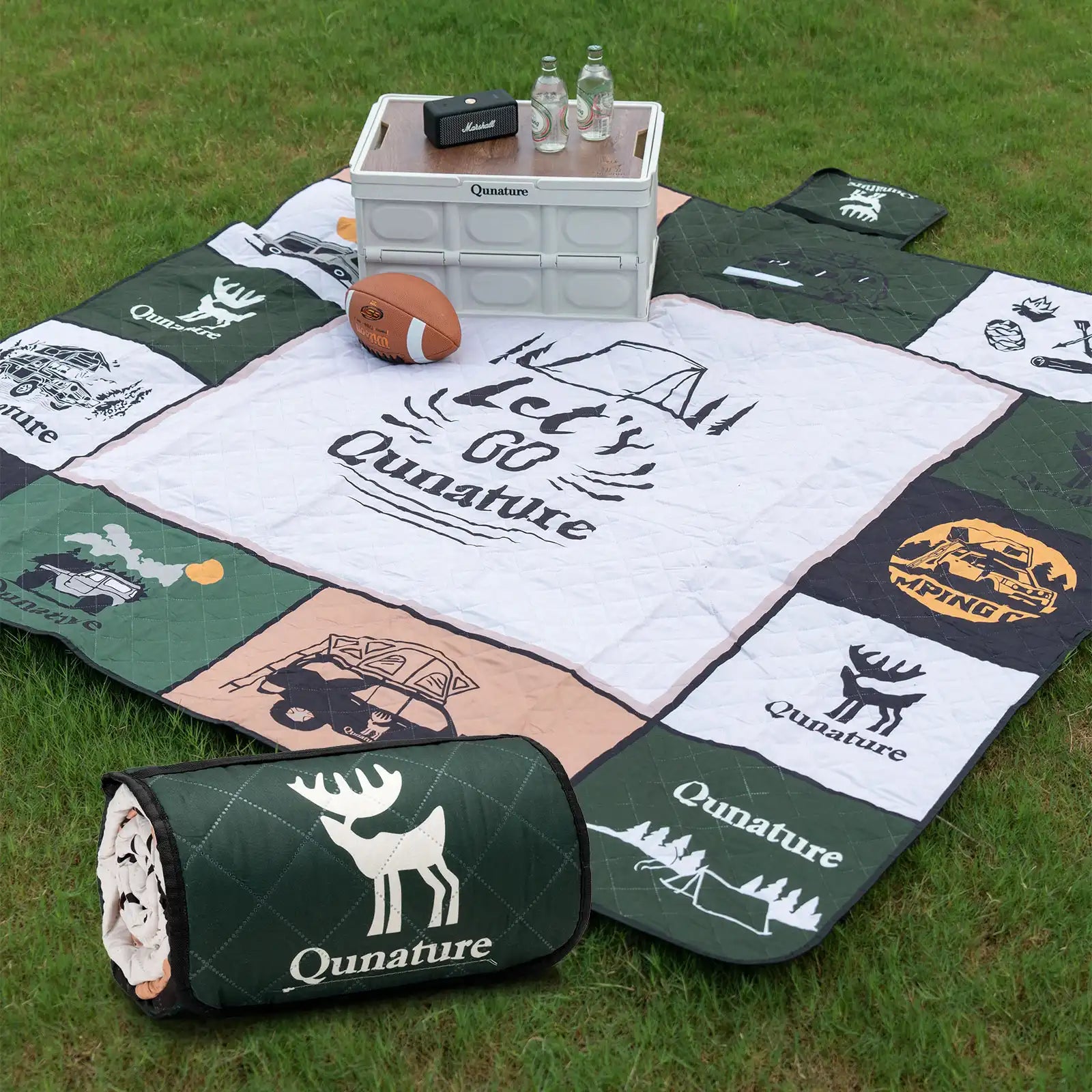 Qunature Global waterproof outdoor picnic ground mat, spacious and heat-insulating, suitable for 6-8 people.