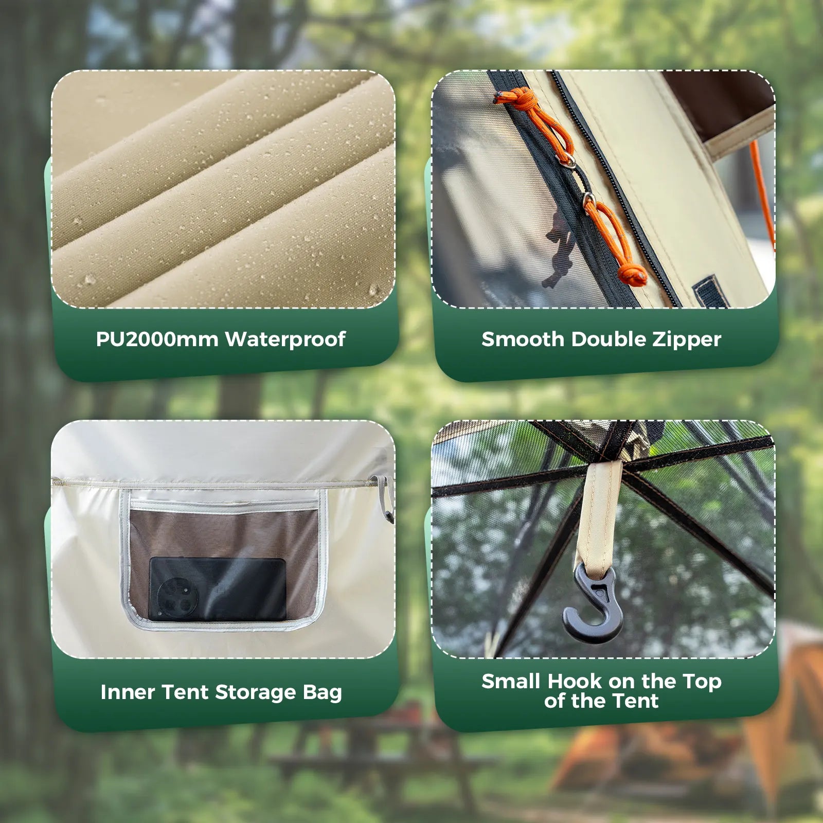Quick Setup Hexagonal Tent by Qunature Global, waterproof and lightweight with UPF50+ sun protection, ideal for outdoor camping.