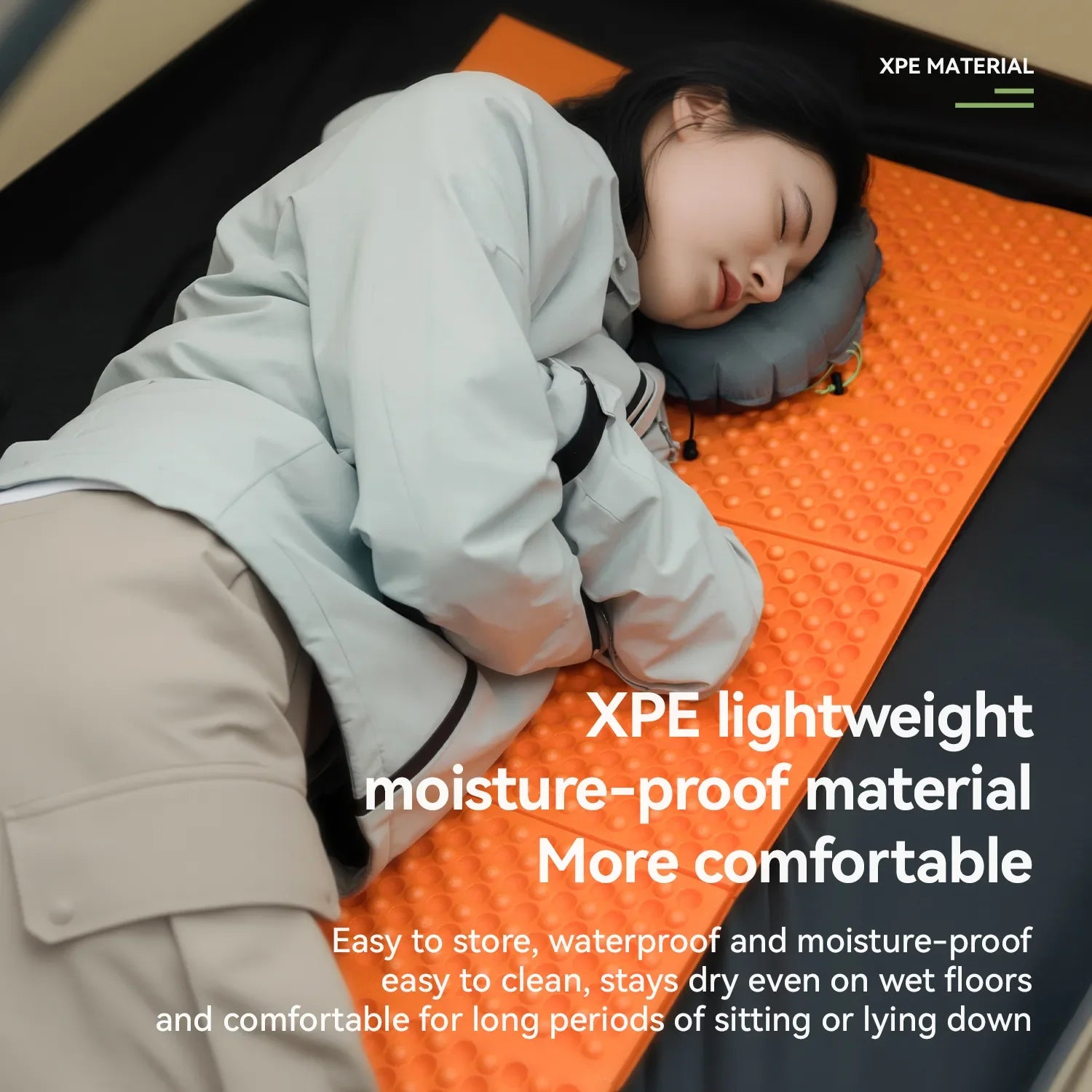 Qunature Global ultralight folding sleeping pad, waterproof design, ideal for camping and hiking with R-value 1.8.