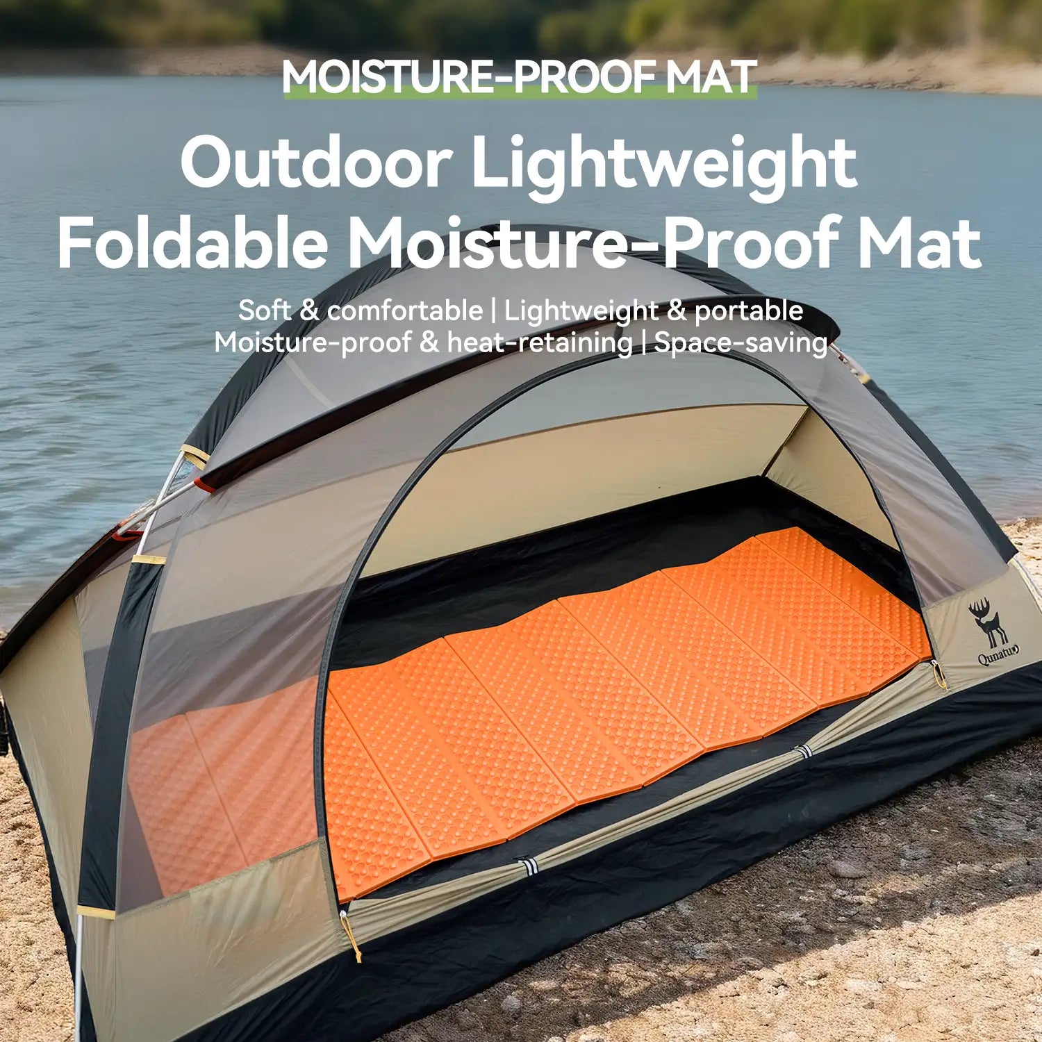 Qunature Global ultralight folding sleeping pad, waterproof design, ideal for camping and hiking with R-Value 1.8.