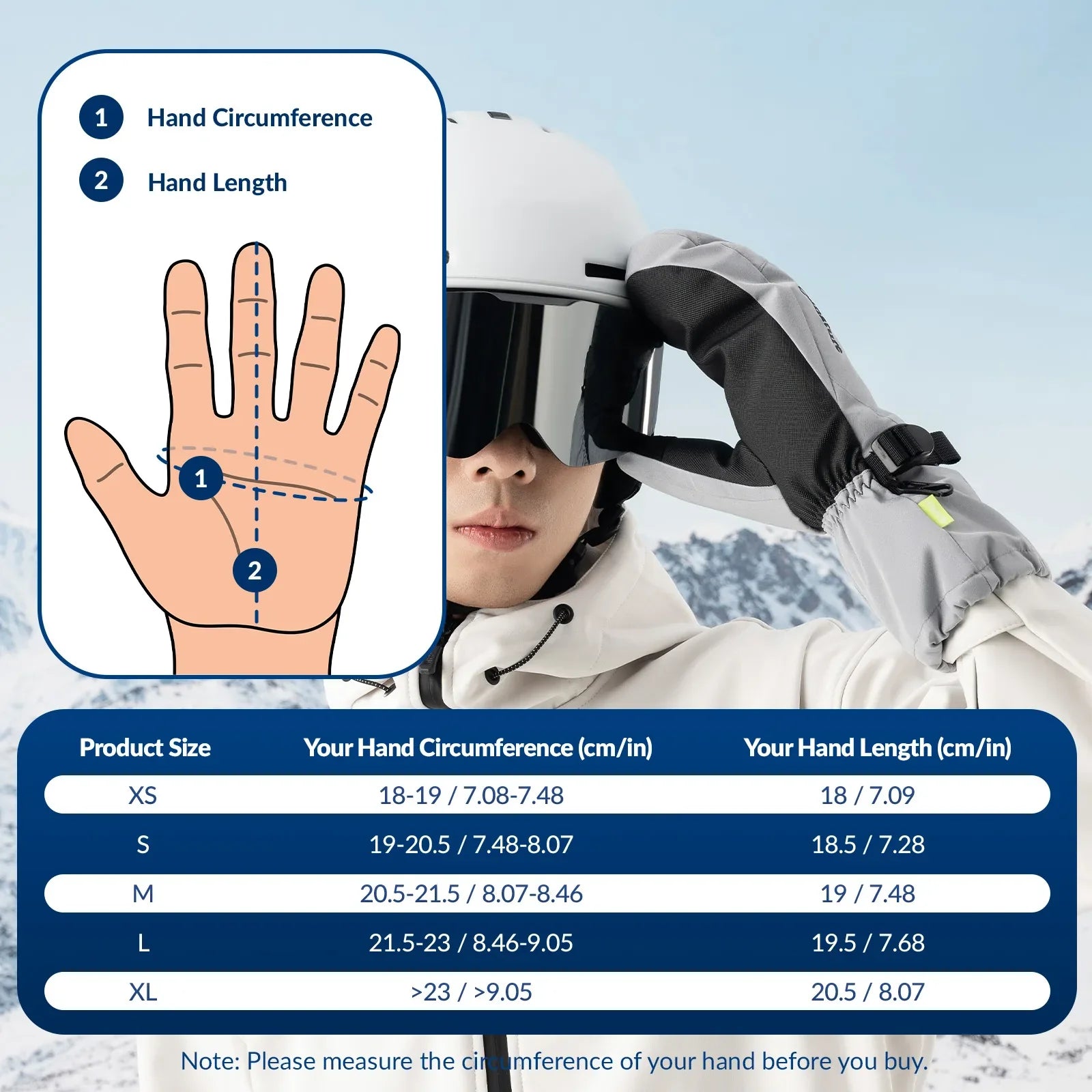 Qunature Global windproof full-palm ski gloves with touchscreen grip, insulated for warmth and protection during winter sports.
