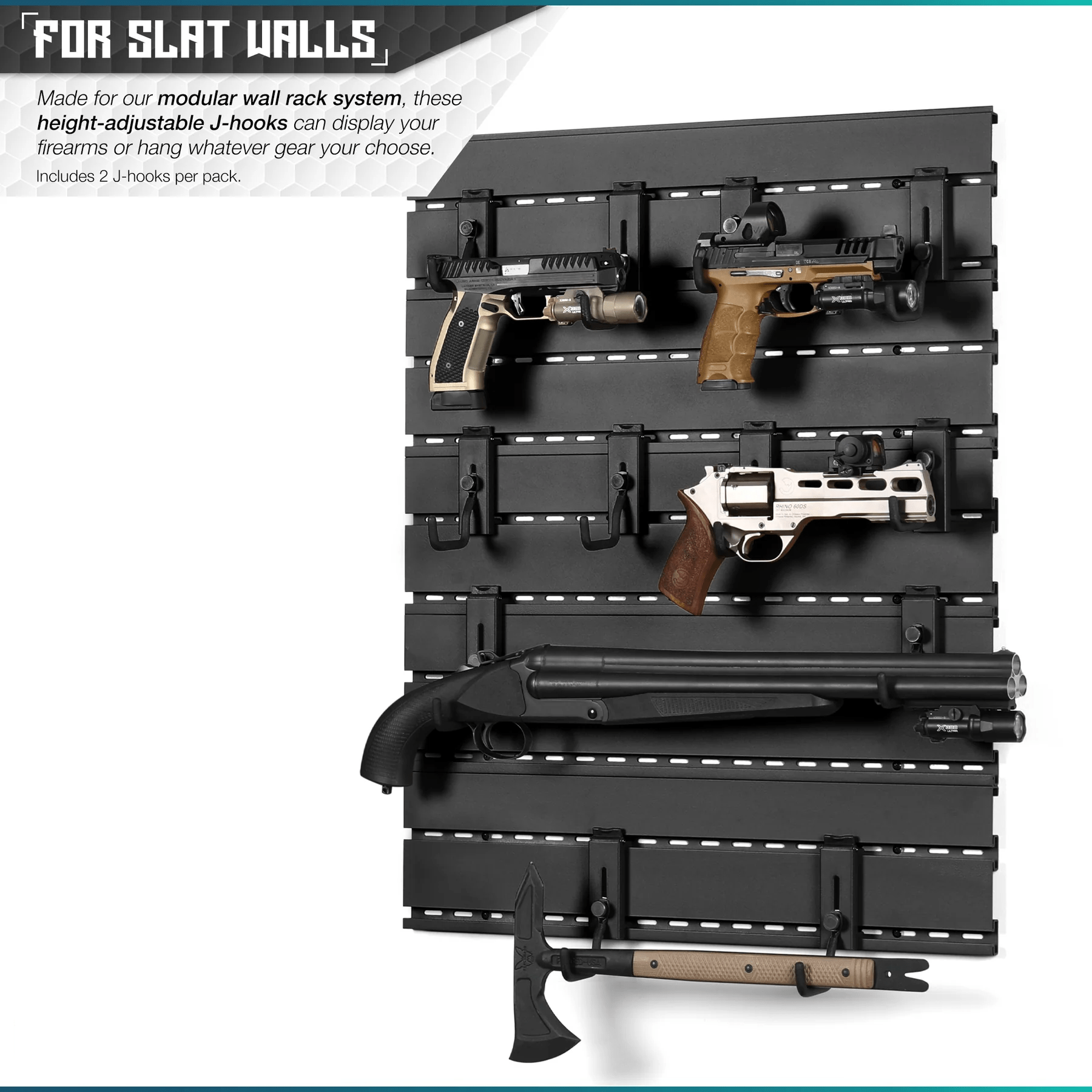 Wall Rack System - Adjustable J-Hooks (2 Pack, 2 Sizes) - We The Collective