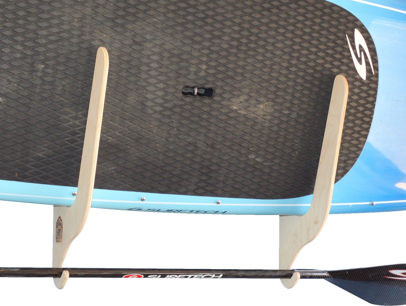 Rado Racks THE HARBOR paddle board rack displaying multiple SUP boards in a stylish, sturdy design.