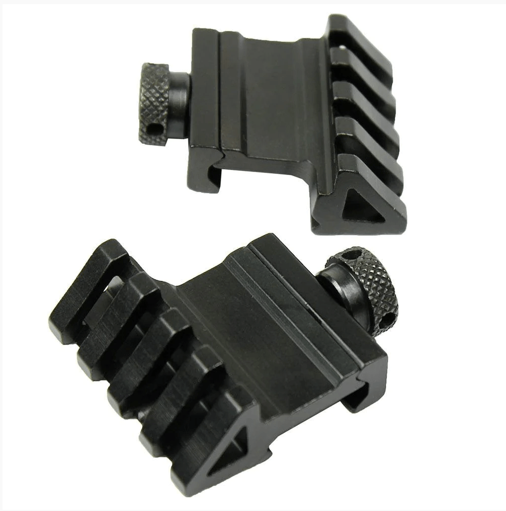 SFT2 Tactical 45-degree offset rail mount quick release for Picatinny Weaver rails, suitable for firearm accessories.