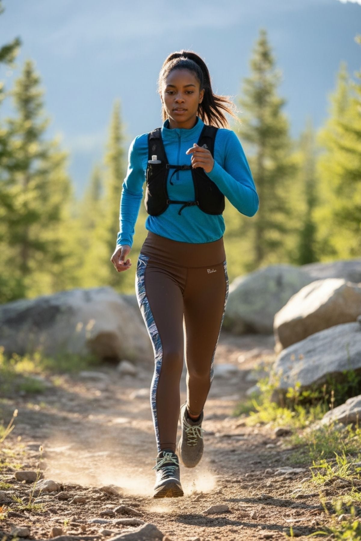 FisheWear Rainbow Ridge pocket leggings with colorful rainbow pattern and functional side pockets, made for comfortable active wear.