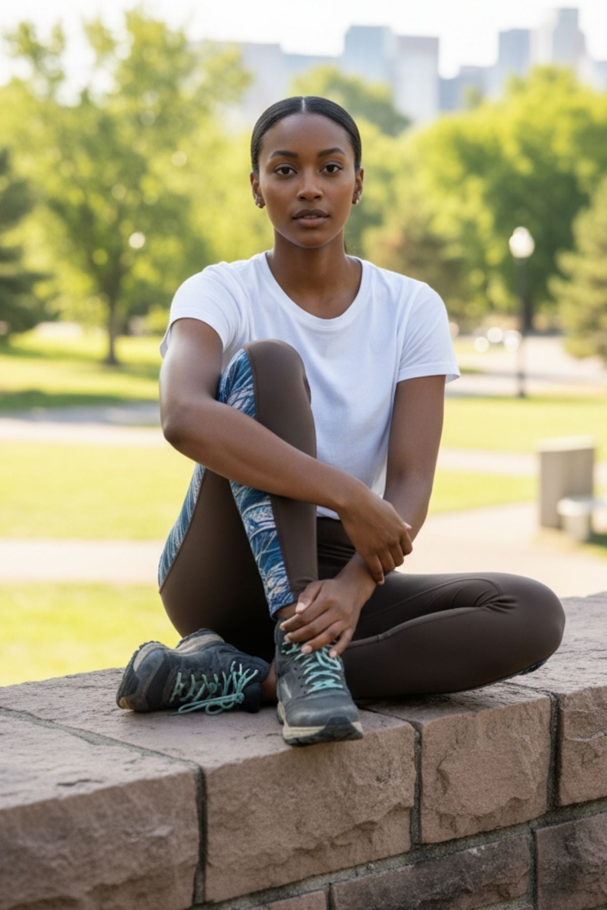 FisheWear Rainbow Ridge Pocket Leggings featuring vibrant rainbow mountain print and convenient side pockets for active wear.