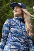FisheWear Rainbow Ridge Thermal 1/4 Zip Top in vibrant rainbow colors, made of cozy thermal fabric, front zipper detail.