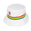 Peter Grimm Peanuts Rainbow House cotton bucket hat featuring colorful rainbow house design, perfect for sun protection and casual wear.