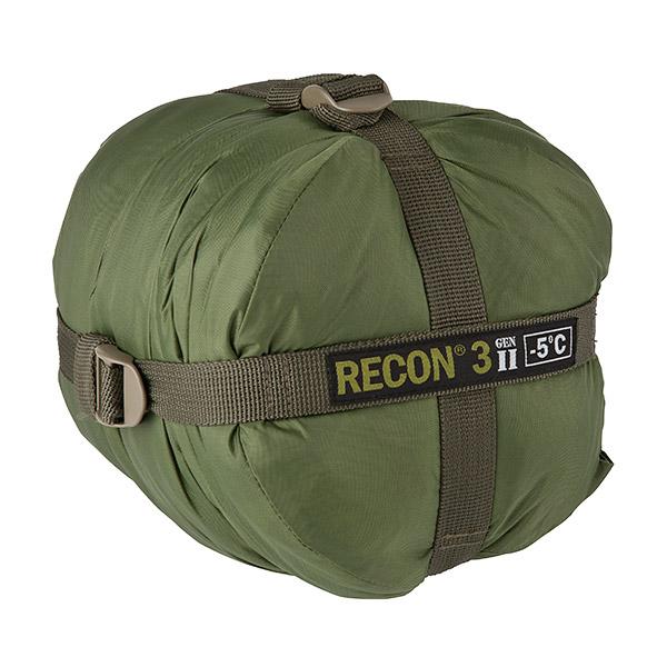 Elite Survival Systems Recon 3 sleeping bag rated to 23°F, shown outdoors with insulated design and compact storage bag.