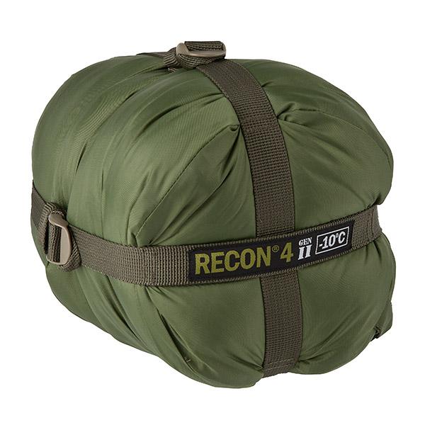 Elite Survival Systems Recon 4 sleeping bag in olive drab, showing its insulated, rectangular design for cold weather camping.
