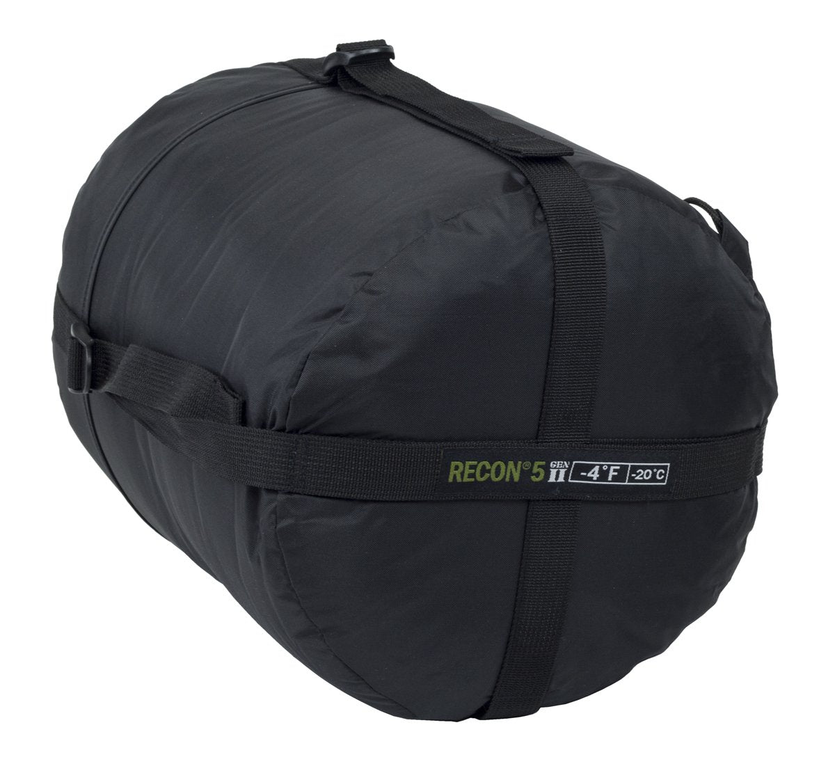 Elite Survival Systems Recon 5 sleeping bag in black, shown open with insulated interior and mummy-style design for cold weather camping.
