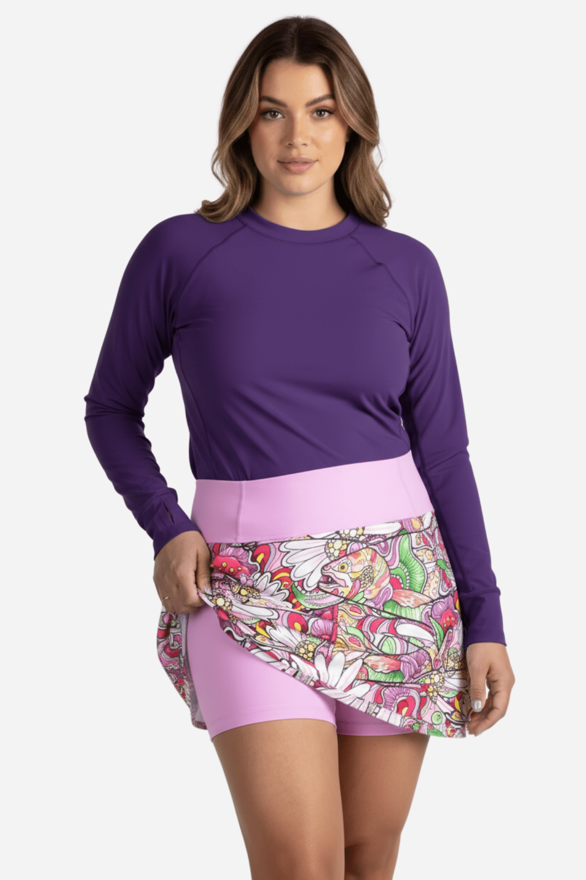 Red FisheWear REDtro Salmon Skort featuring a vibrant salmon red color and stylish design, perfect for casual or active wear.