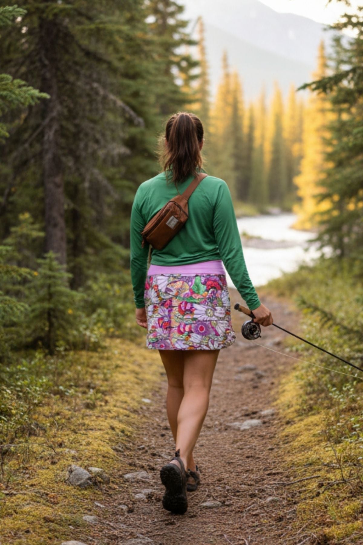 Red FisheWear REDtro Salmon Skort with side pockets, lightweight fabric, and vibrant red color, perfect for casual or active wear.