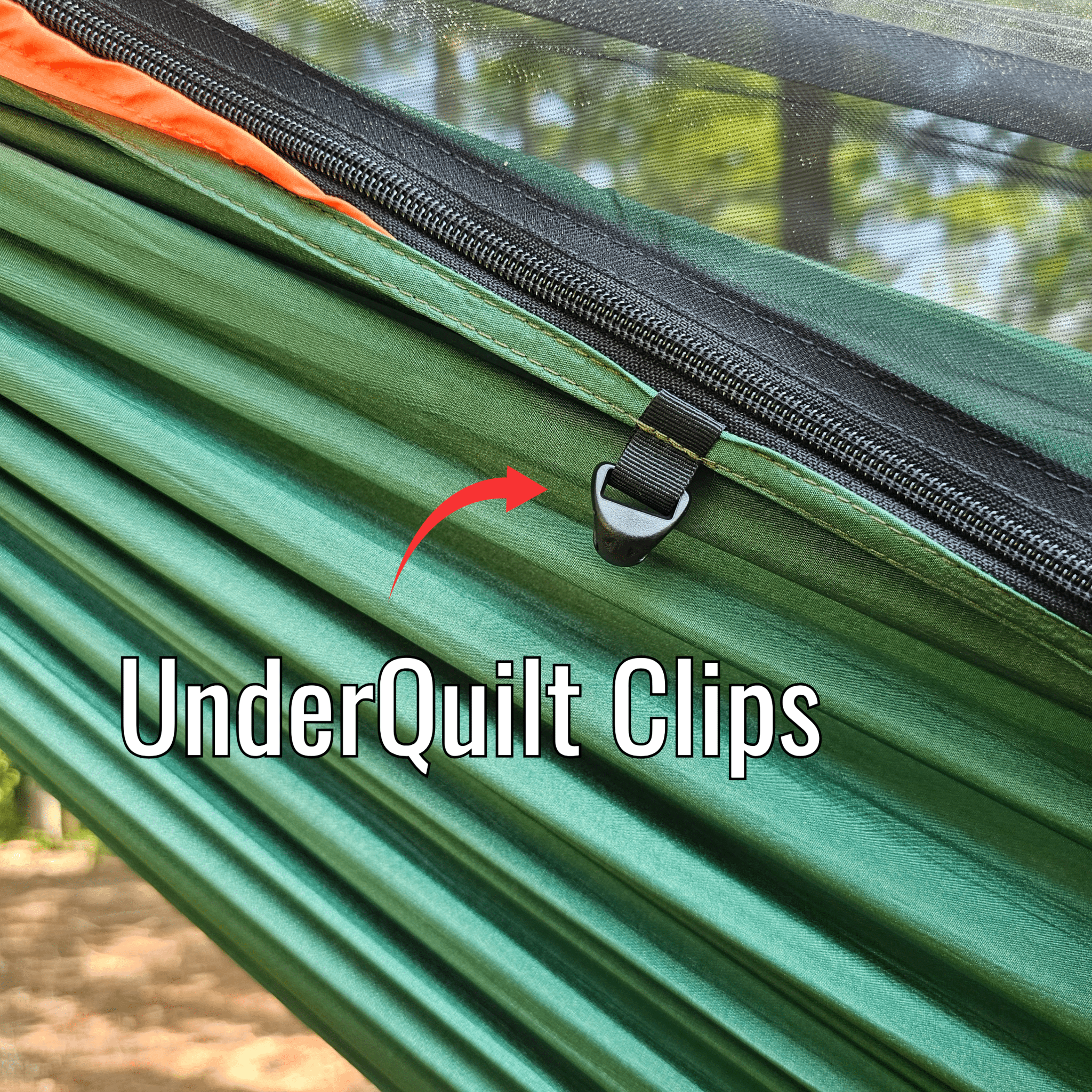 Hanging High Hammocks REM Hammock complete sleep system with bug net, cinch buckles, ridgeline organizer, underquilt clips, and straps.
