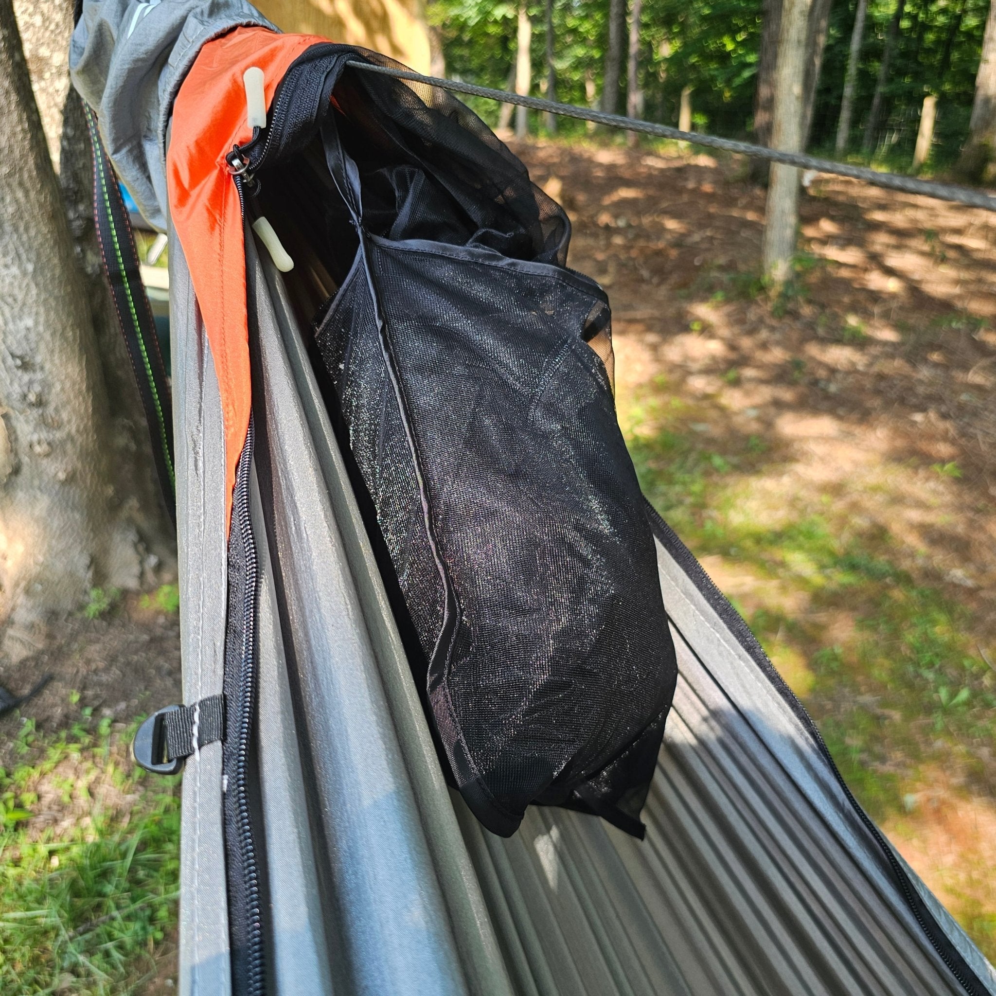 Rem Hammock Complete Sleep System with bug net, cinch buckles, ridgeline organizer, underquilt clips, and Hanging High Hugger straps.
