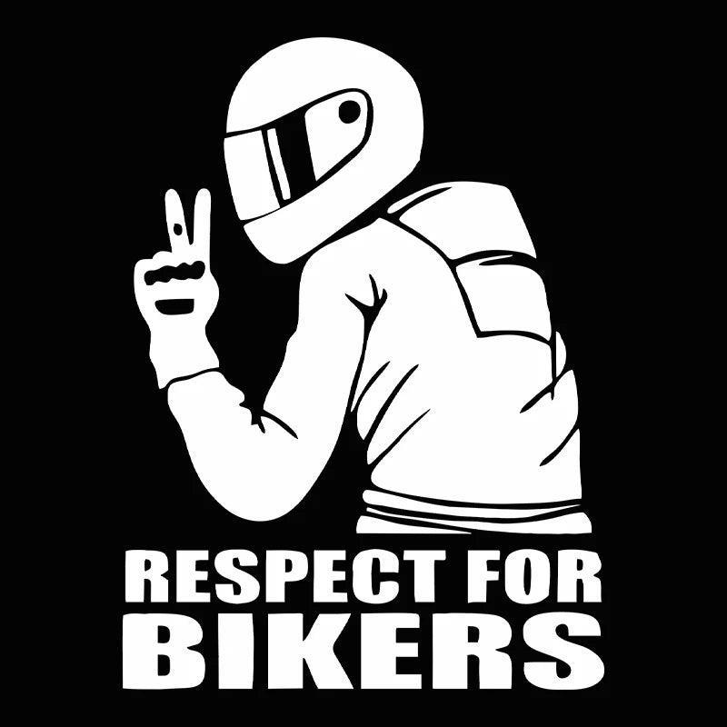Sheet of Respect Bikers stickers from Bean's Moto Booth featuring bold motorcycle-themed designs and logo graphics.