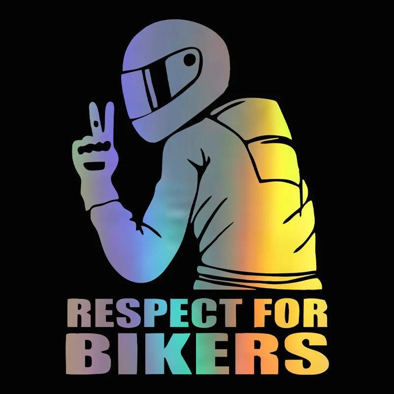 Sheet of Respect Bikers stickers from Bean's Moto Booth featuring bold, motorcycle-themed designs on white backing paper.