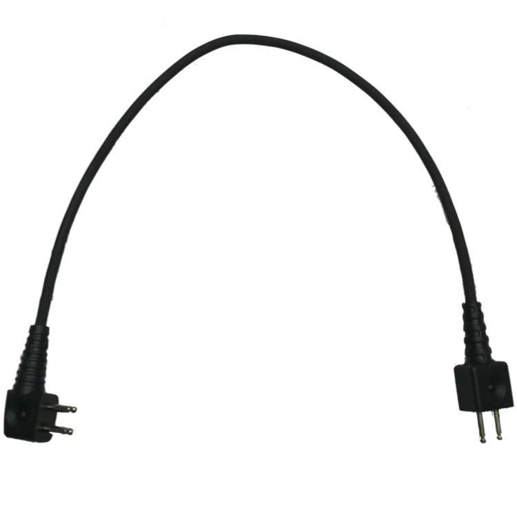 HCC Tactical Right Angle U173 comms cable for hearing protection and communication devices, shown connected to Ops-Core gear.