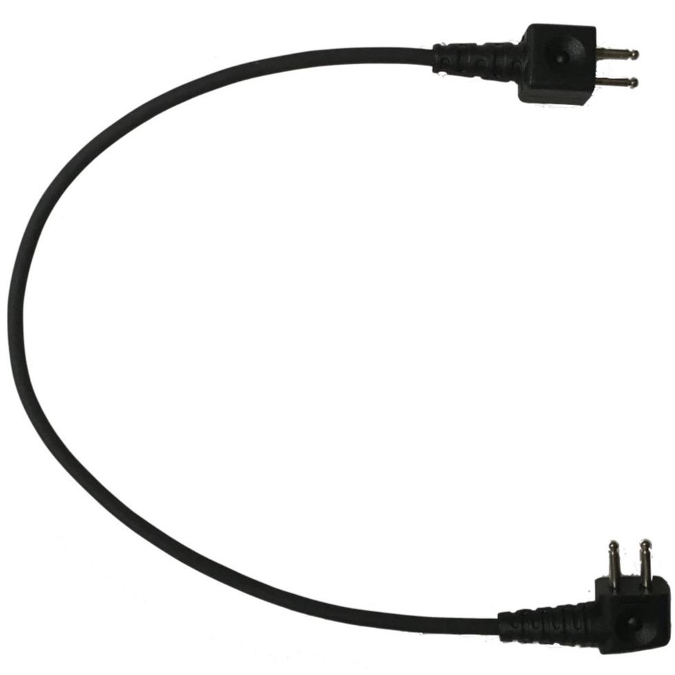 HCC Tactical Right Angle U173 communication cable for hearing protection and communication devices, connected to Ops-Core gear.
