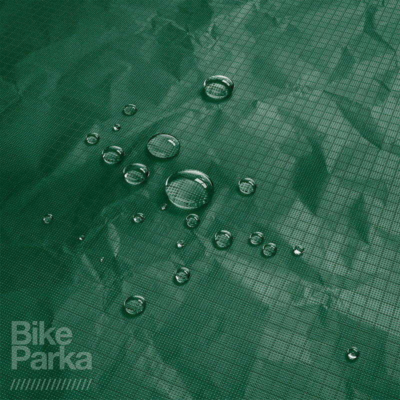 ZEITBIKE BikeParka cargo bicycle cover in ripstop forest green, weather-resistant outdoor protection for bikes.
