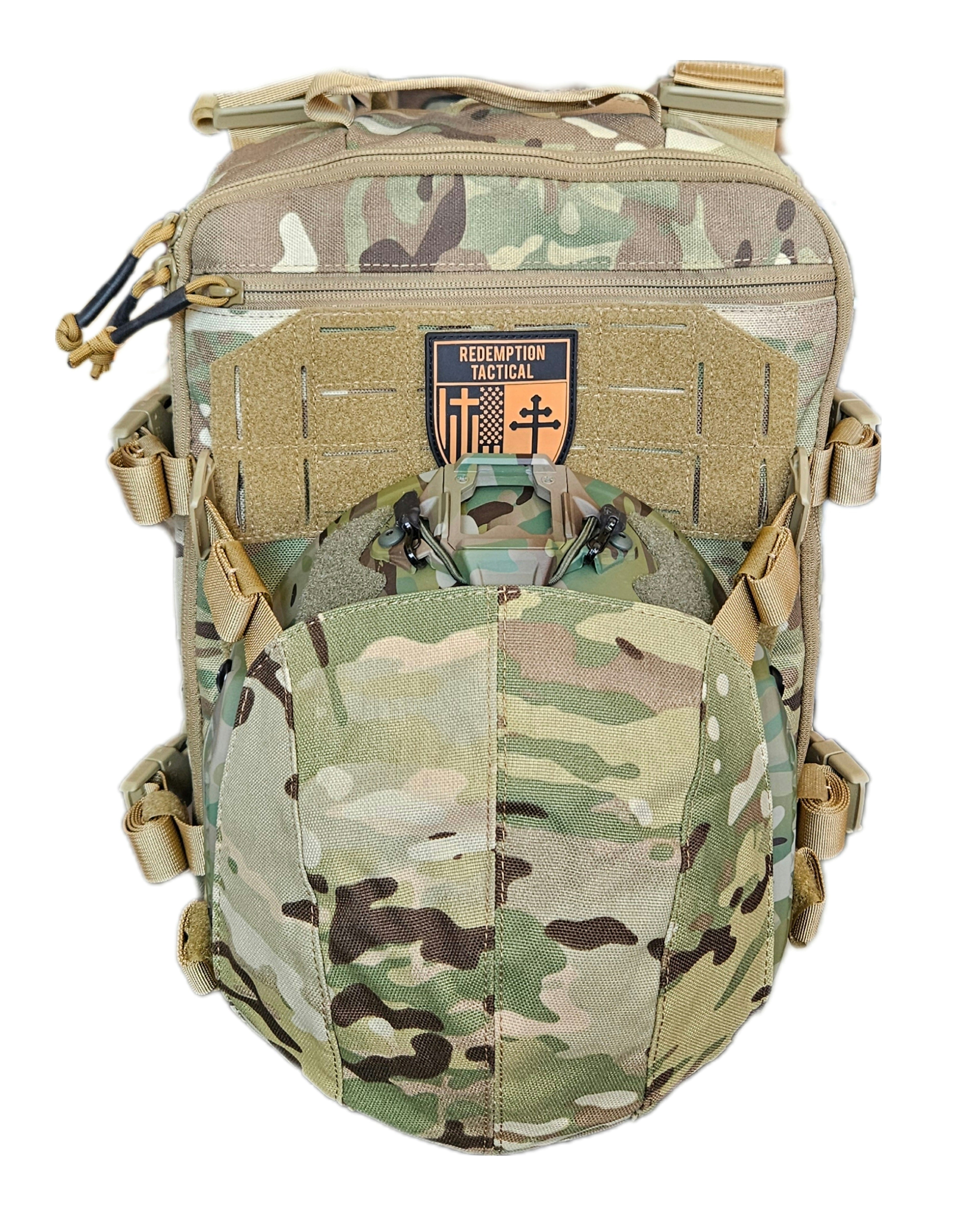 Redemption Tactical Crusader Flatpack Plate Carrier Bag in tactical black with adjustable straps and multiple pockets.