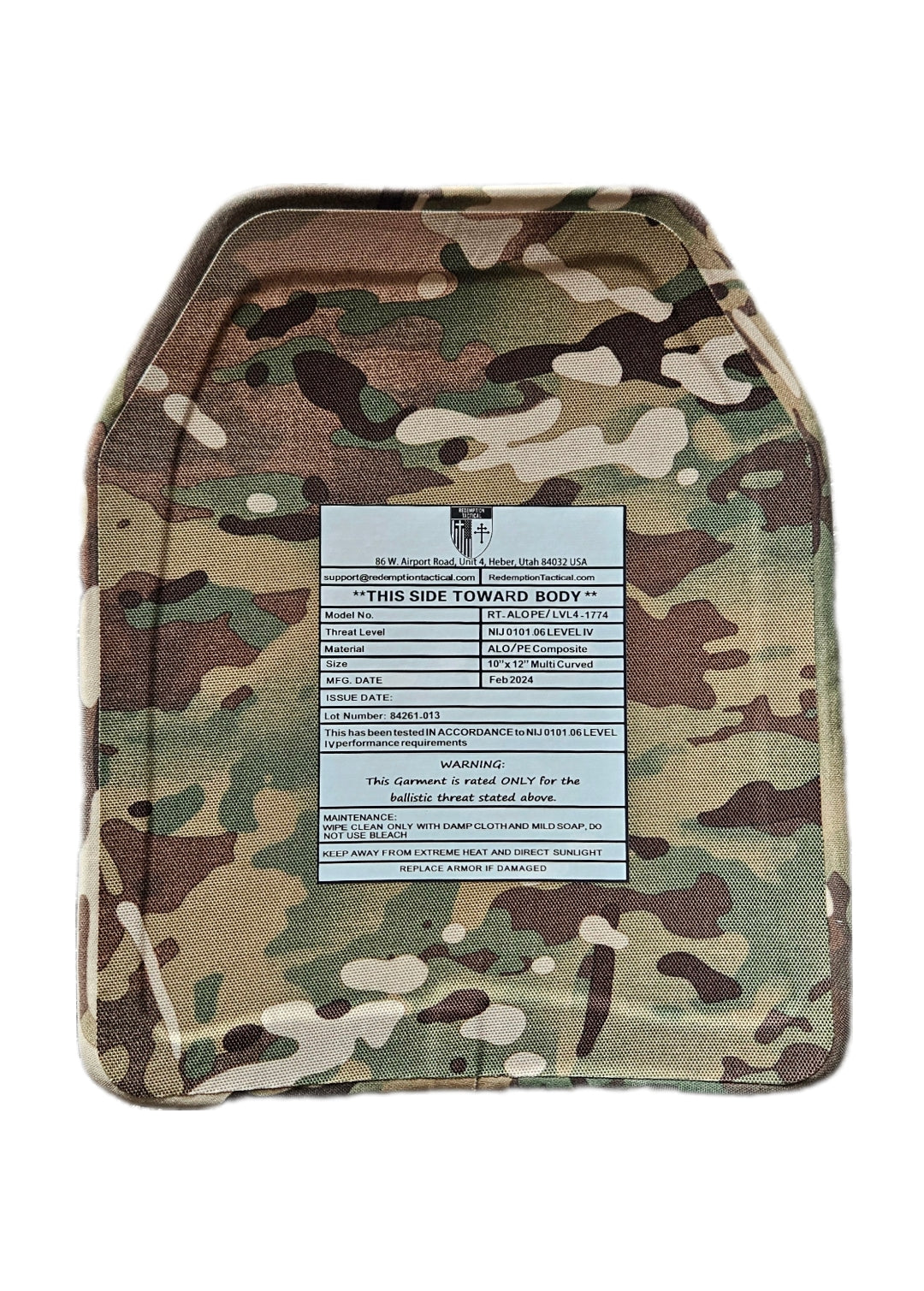 Redemption Tactical Double Multi-Curve Level IV ballistic female plates for vests, 10x12 inch multi-curve ballistic plates.
