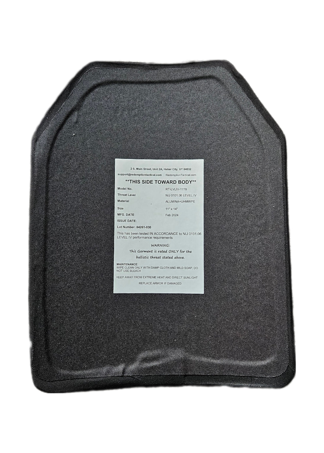 Redemption Tactical BIG BOY Crusader 2.0 XL armor combo with lightweight Level IV ceramic front and back plates in a tactical vest.
