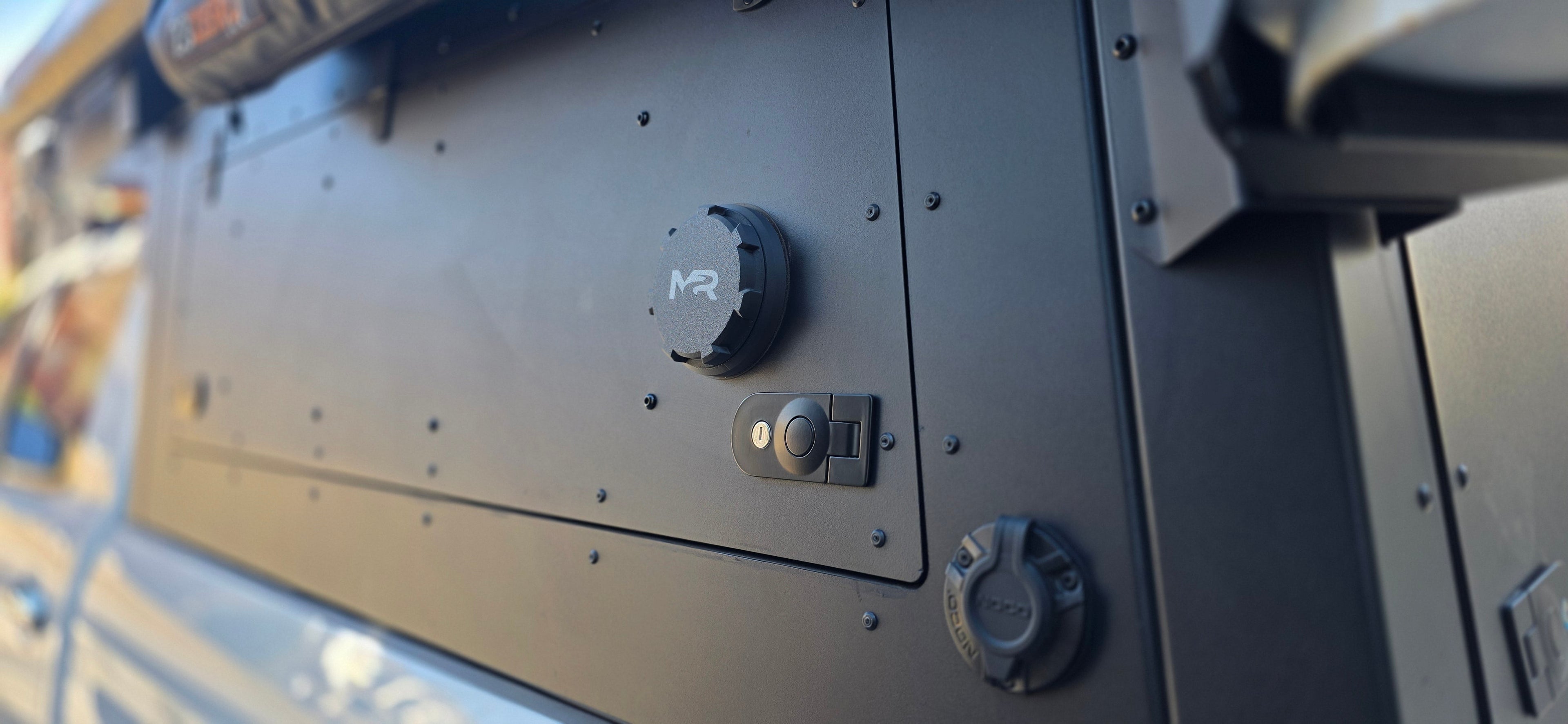 Muddy River Outdoors diesel heater port for campers and toppers, featuring a durable design for outdoor use.