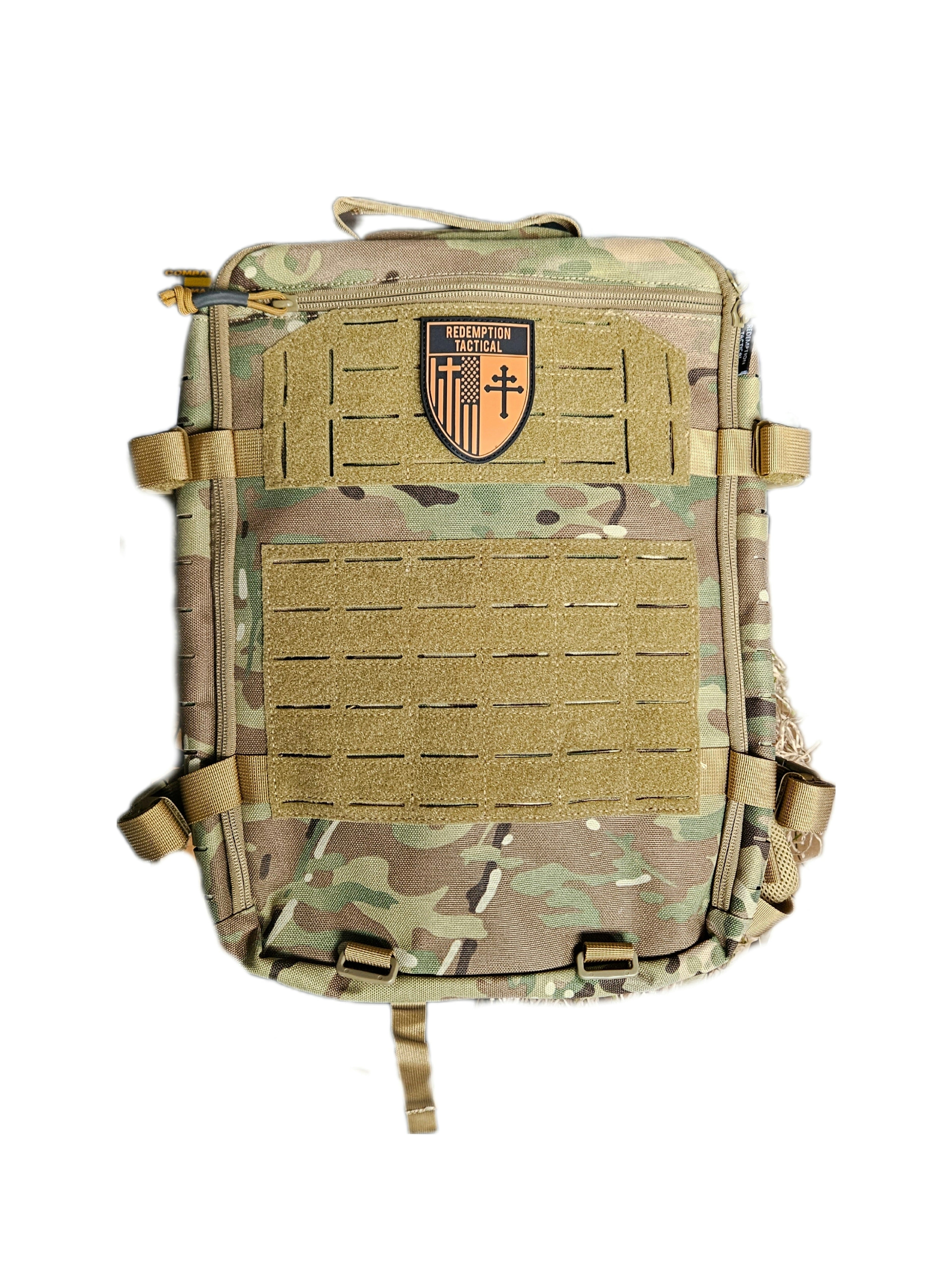Redemption Tactical® Crusader Flatpack Plate Carrier Bag in olive drab with adjustable straps and multiple pockets.