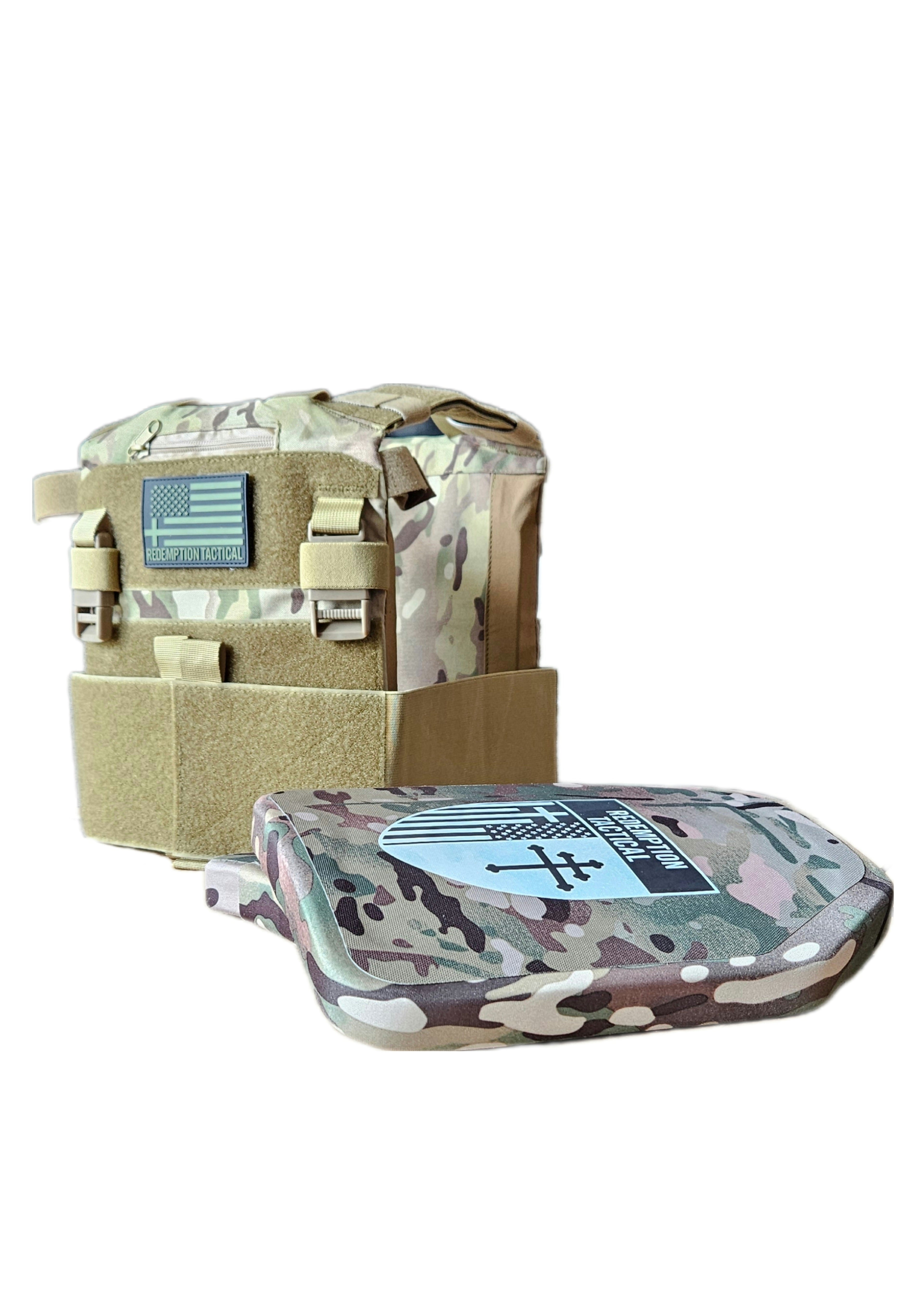 Redemption Tactical Level IV 8x10 Recon 2.0 armor plates with carrier, designed for tactical vests and ballistic protection.