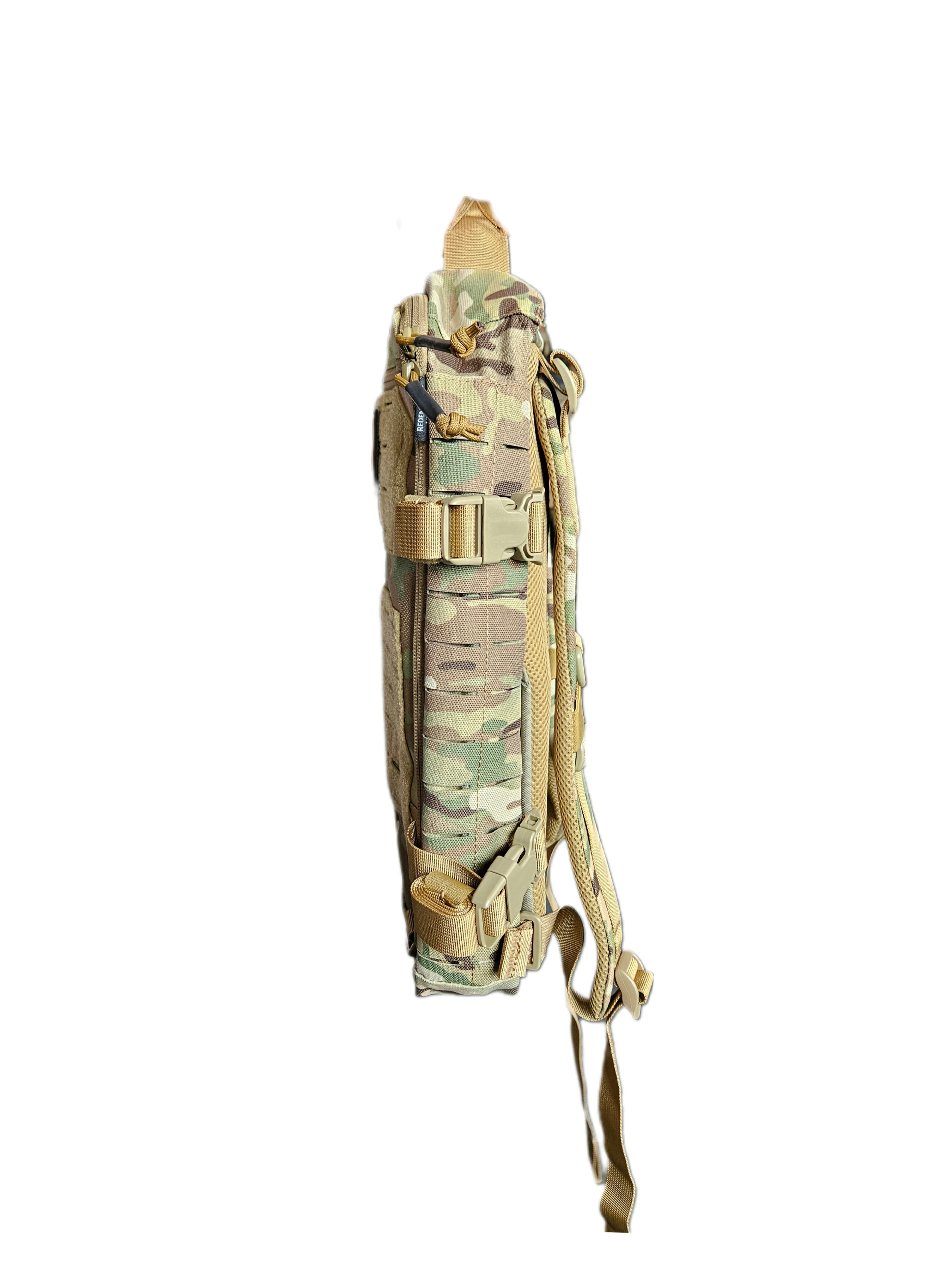 Redemption Tactical® Crusader Flatpack Plate Carrier Bag in black with adjustable straps and multiple storage compartments.