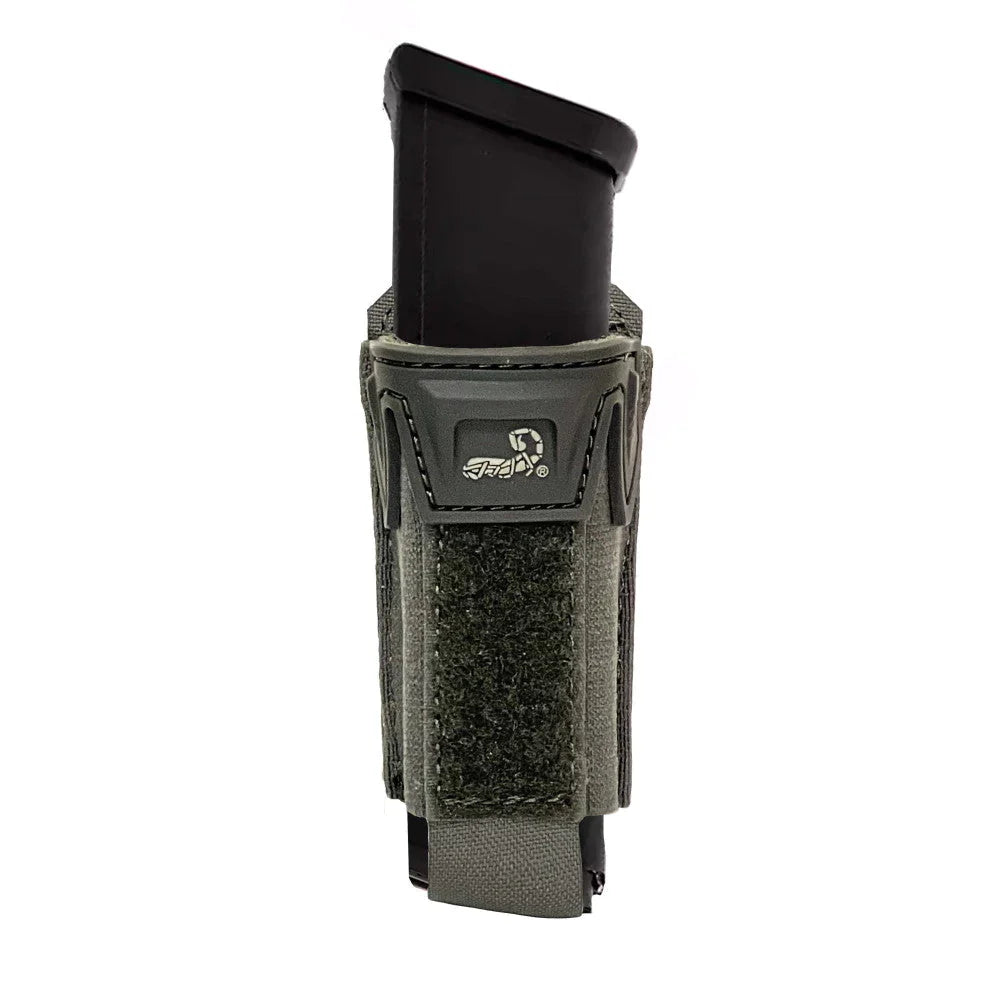 HCC Tactical Pincer Pistol Single Pouch for tactical gear, black nylon pouch with adjustable strap for firearm storage and quick access.