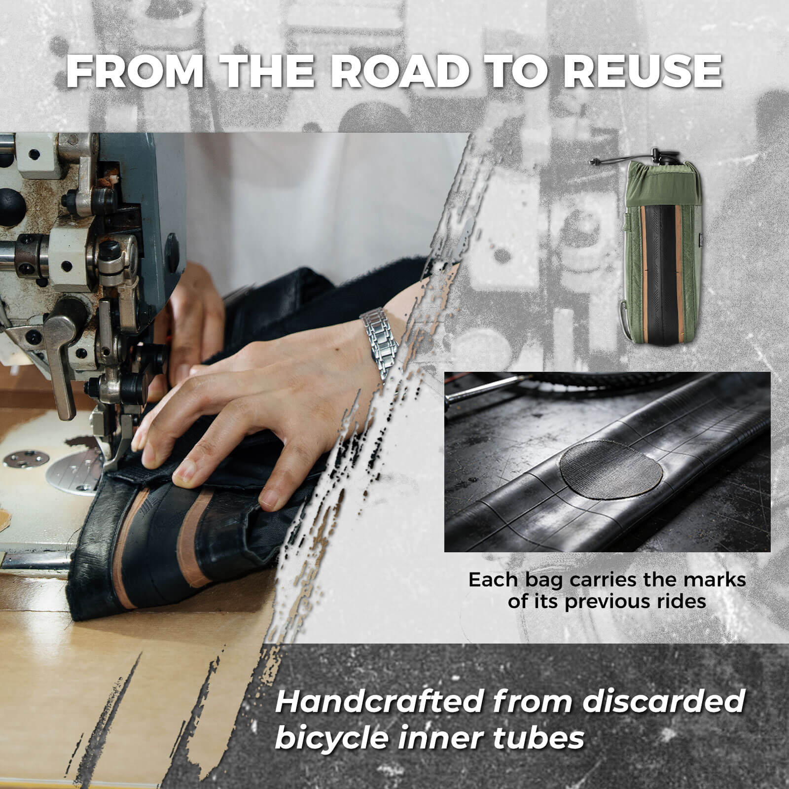 ROAD TO SKY Recycled Tire Bike Water Bottle Bag - 0.8L - OVERLANDERS Outfitter