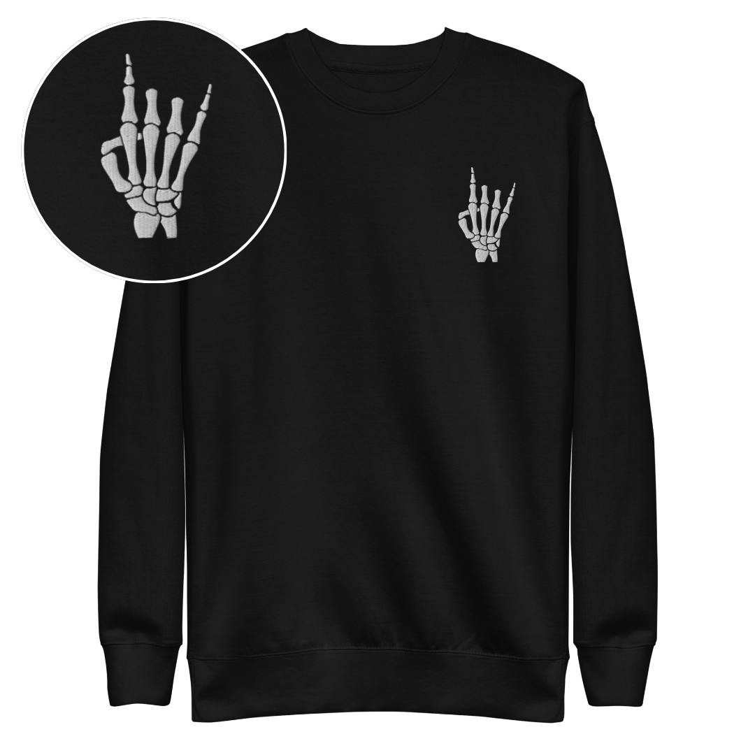 Rock On Skeleton Embroidered Sweatshirt