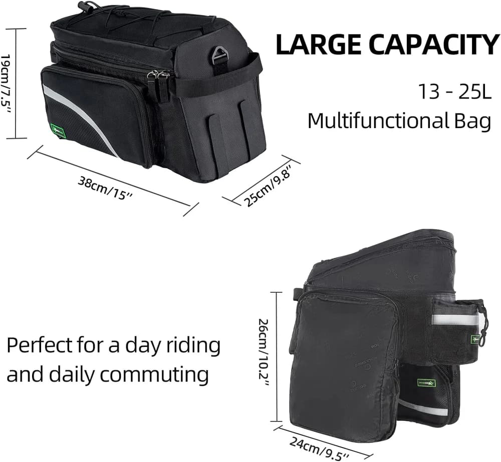 Large Capacity Durable Bike Trunk Bag 13L–25L - OVERLANDERS Outfitter
