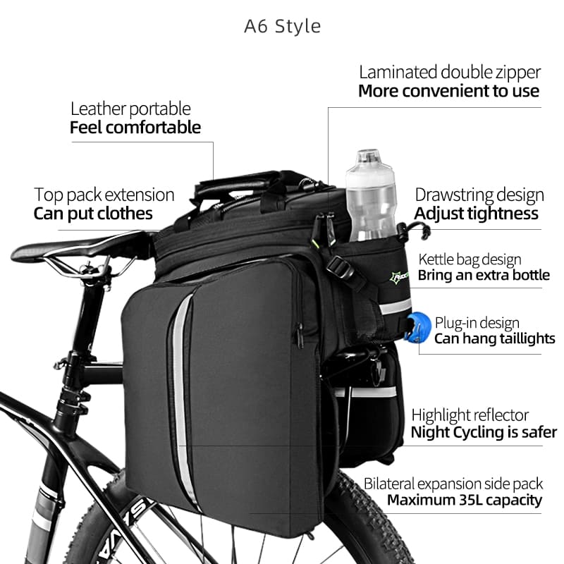 Multifunctional Bicycle Rack Bag - 17-35L - OVERLANDERS Outfitter