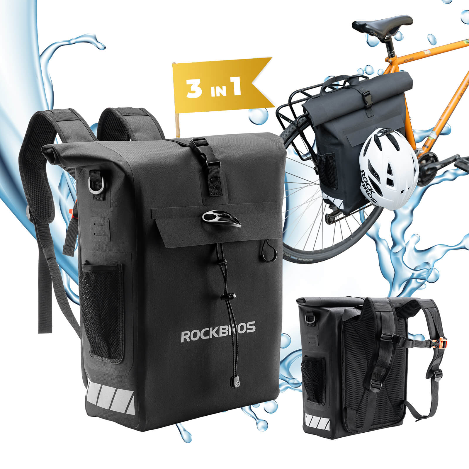2-in-1 Bicycle Rear Rack Bag Backpack - 18L - OVERLANDERS Outfitter