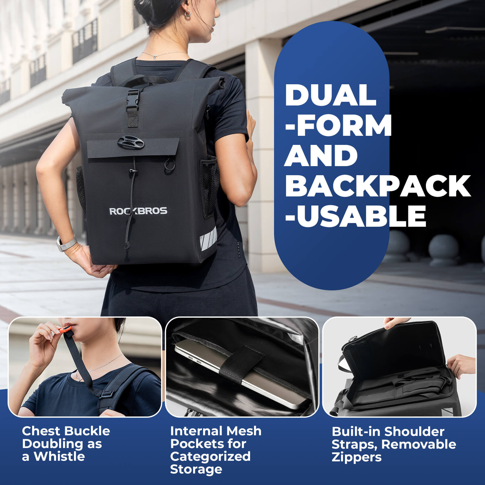 2-in-1 Bicycle Rear Rack Bag Backpack - 18L - OVERLANDERS Outfitter