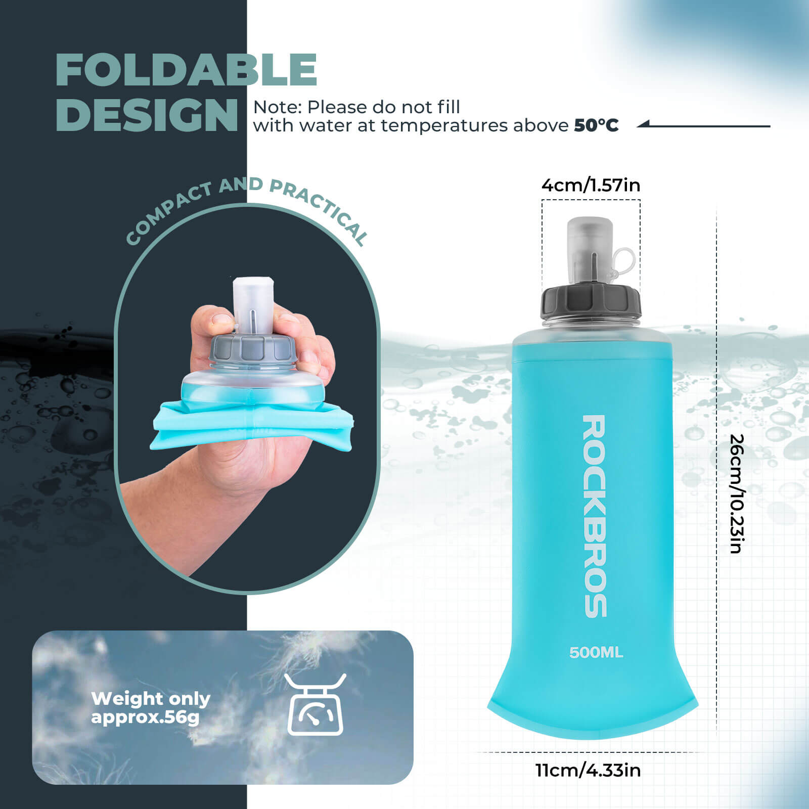 500ml Collapsible Water Bottle for Outdoor Use - OVERLANDERS Outfitter
