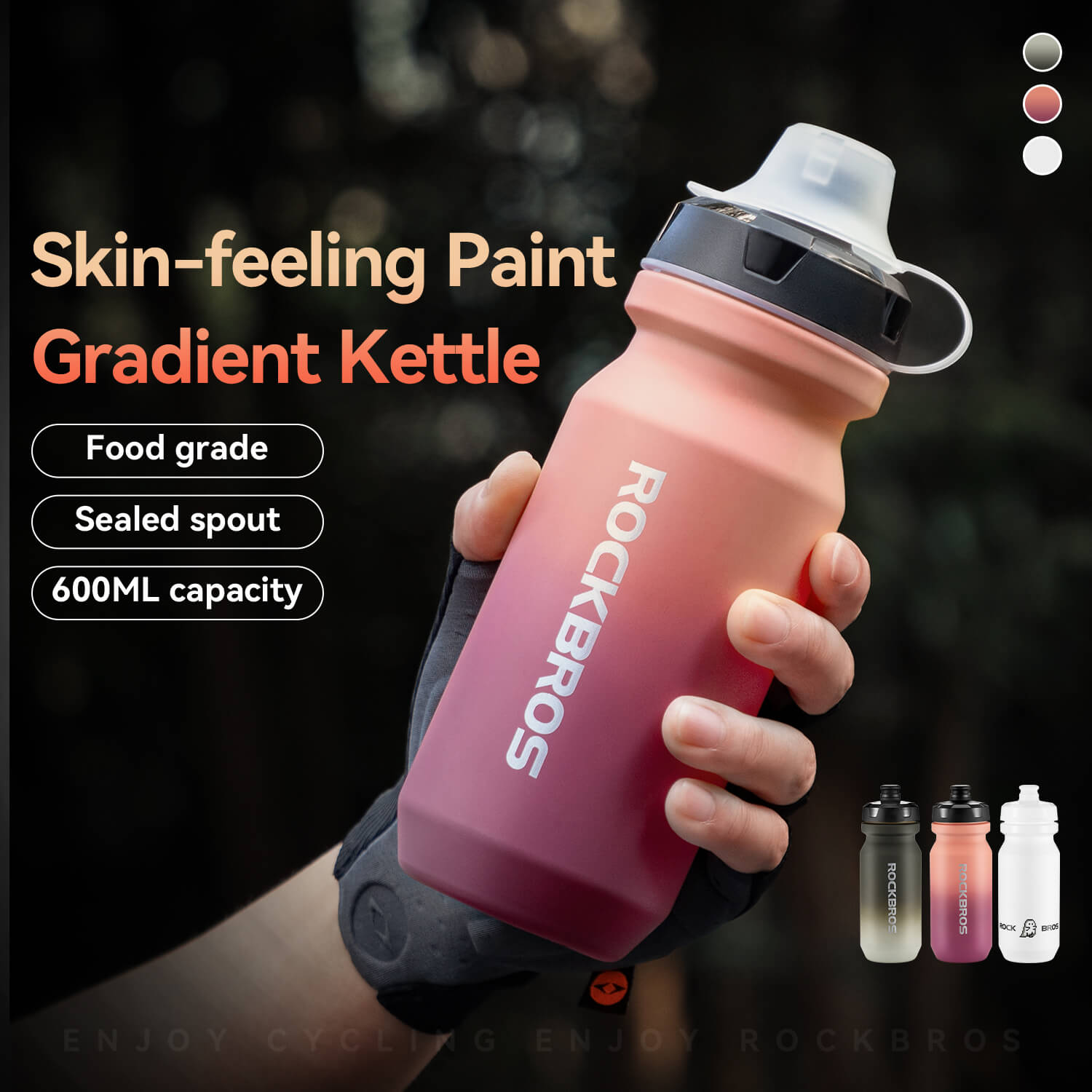 Bike Water Bottle with Soft-Touch Grip & Pull-Top Lid - 600/750ml - OVERLANDERS Outfitter
