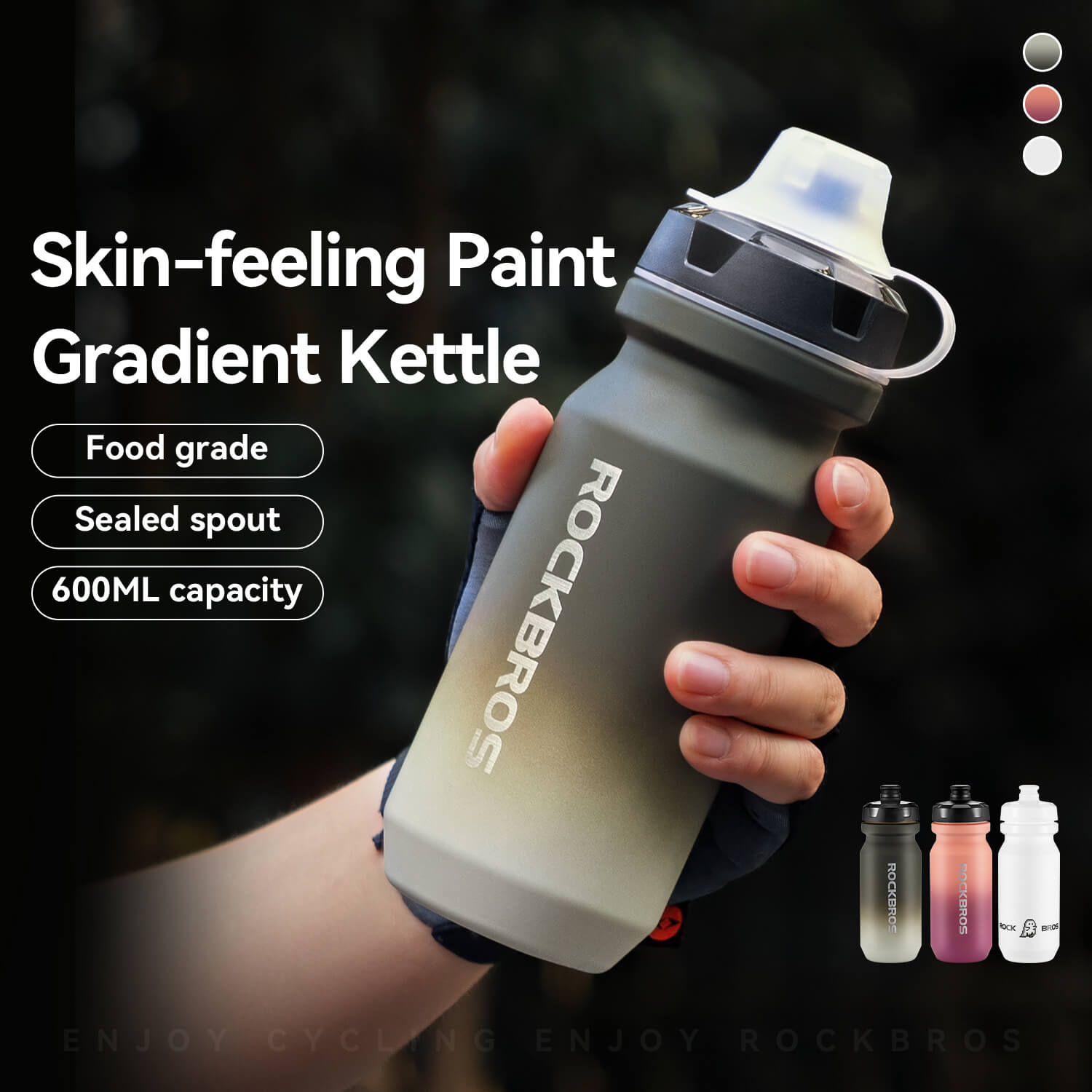 Bike Water Bottle with Soft-Touch Grip & Pull-Top Lid - 600/750ml - OVERLANDERS Outfitter