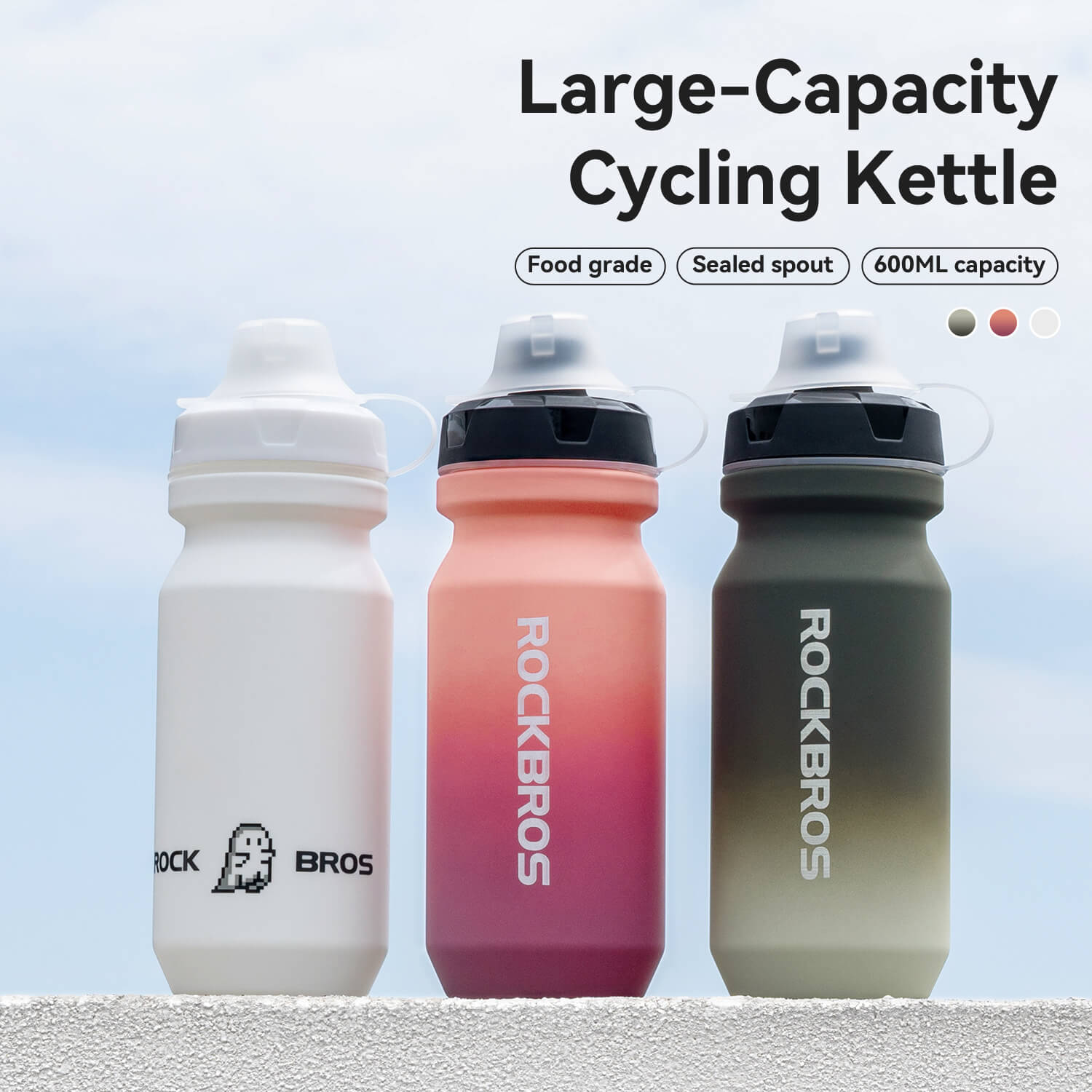 Bike Water Bottle with Soft-Touch Grip & Pull-Top Lid - 600/750ml - OVERLANDERS Outfitter