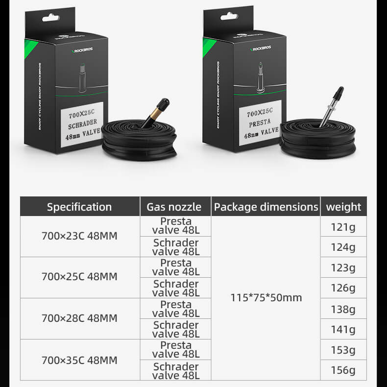 700C Road Bike Inner Tube 23–35C Presta & Schrader Valve - OVERLANDERS Outfitter
